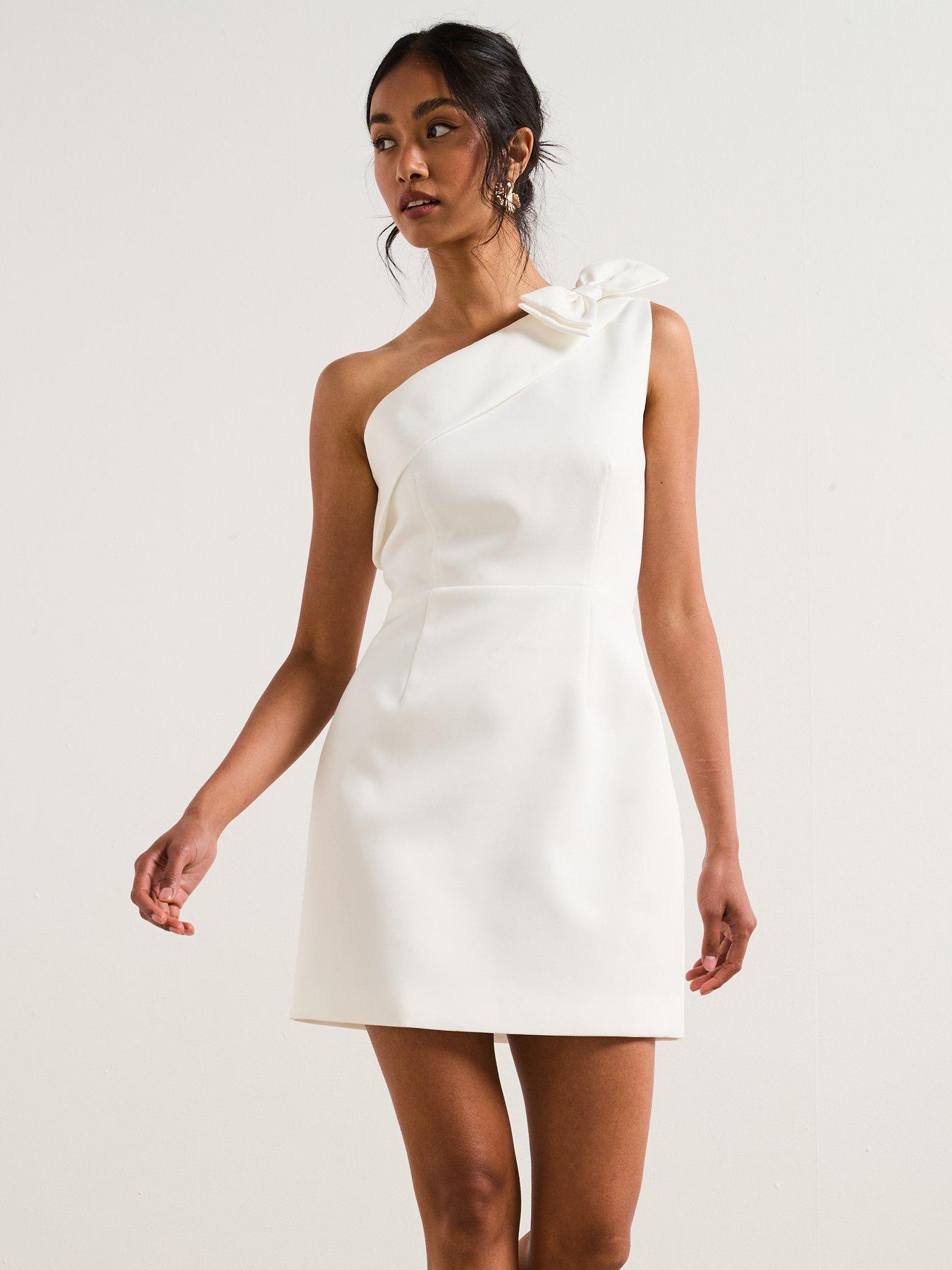 undefined Celia Mini Asymmetrical Dress - Ivory
