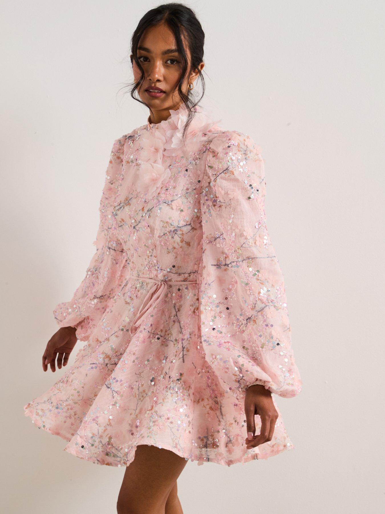 undefined Regina Long Sleeve Dress - Pink