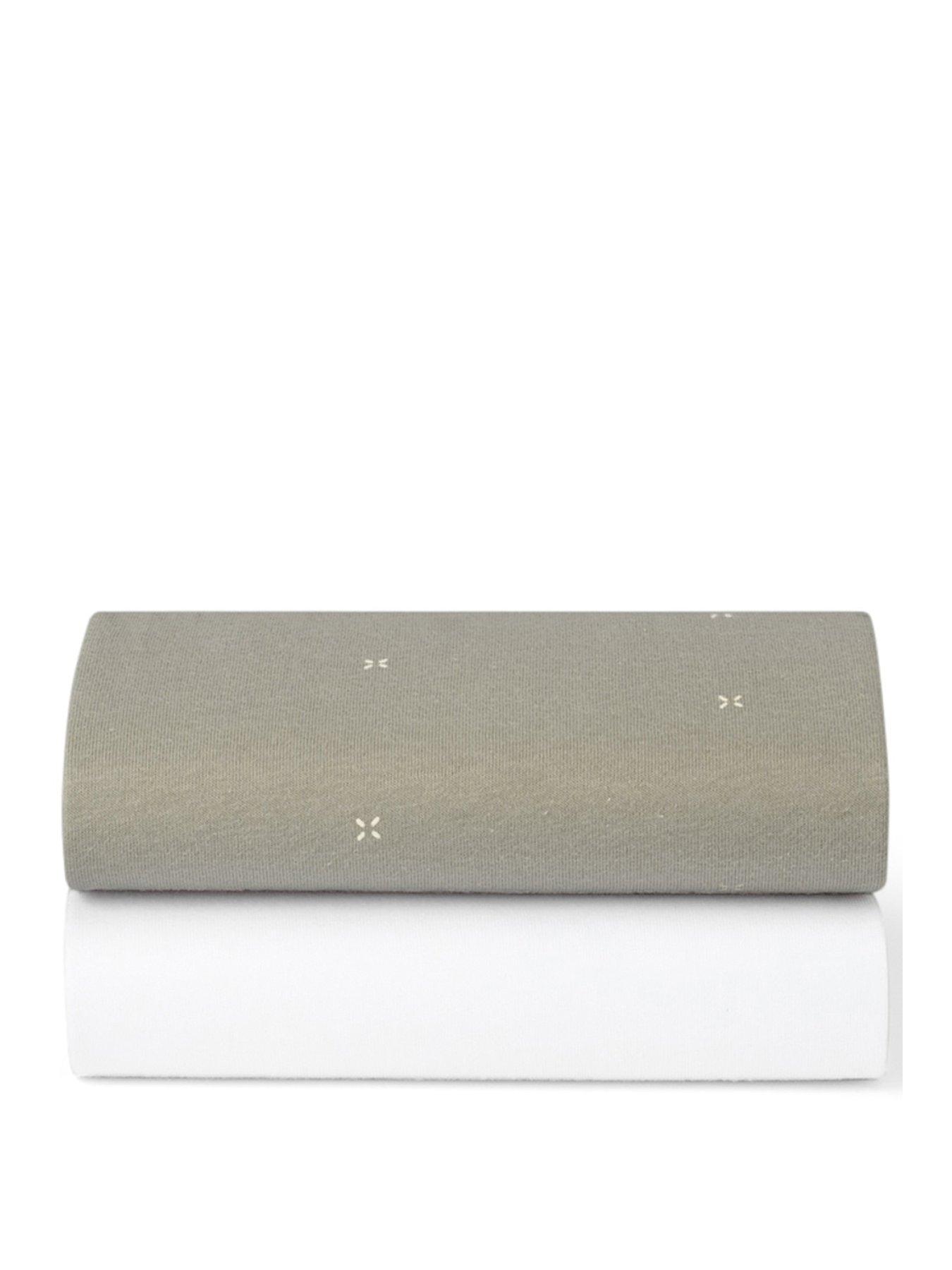 Image 3 of 3 of Snuz Sn&uuml;z Twin Pack Moses Basket Sheets - Sage/Cross