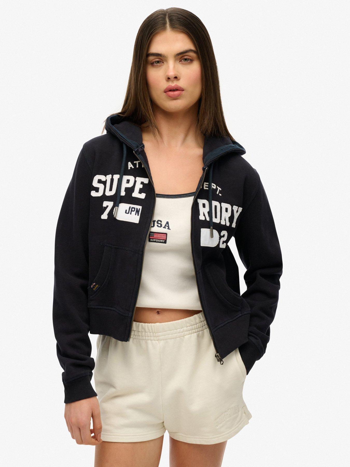 undefined Athletic Essentials Relaxed Cropped Zip Hoodie - Navy