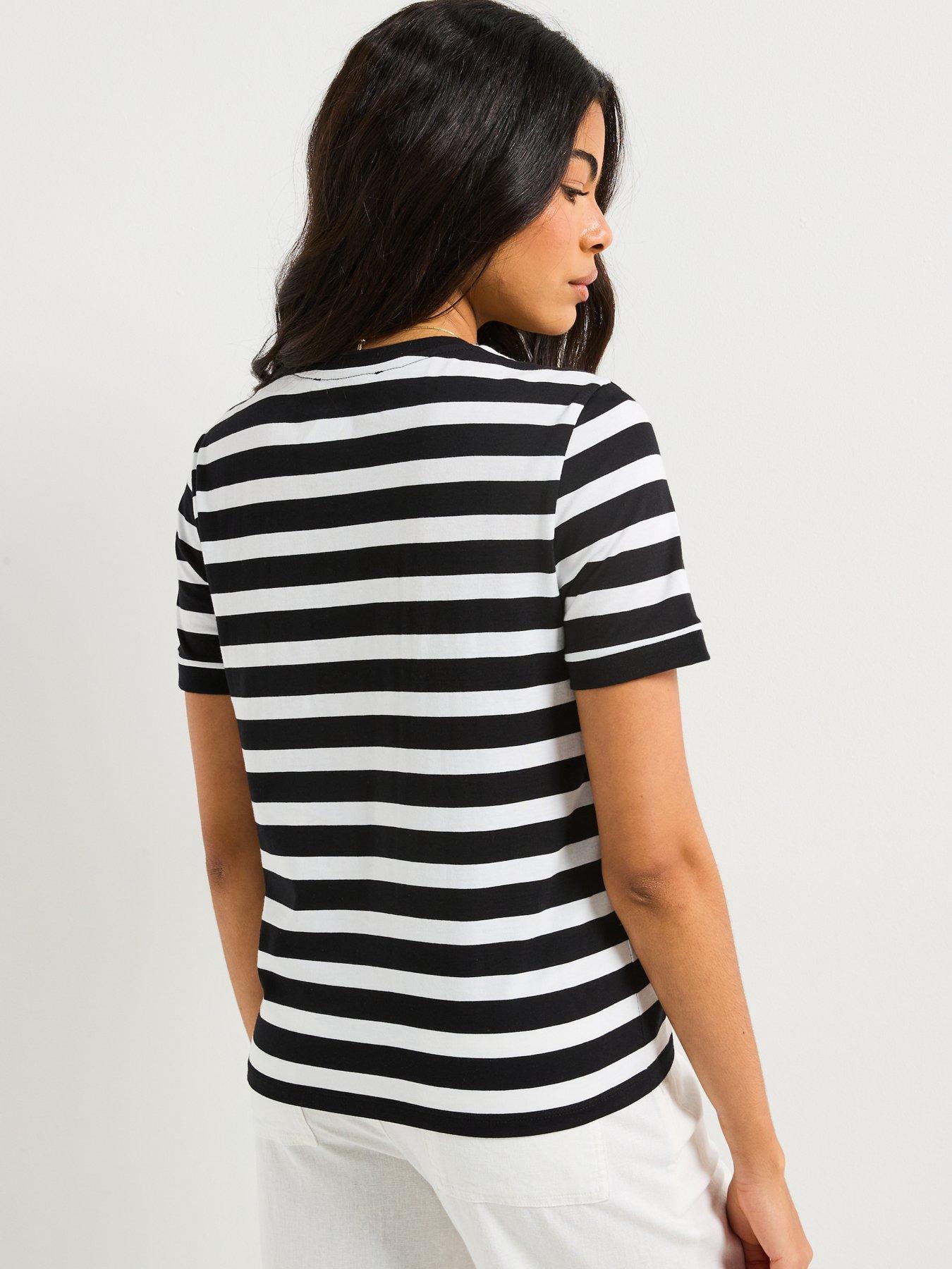 Image 2 of 6 of V by Very Club De France Colour Pop T-shirt - Stripe - Black