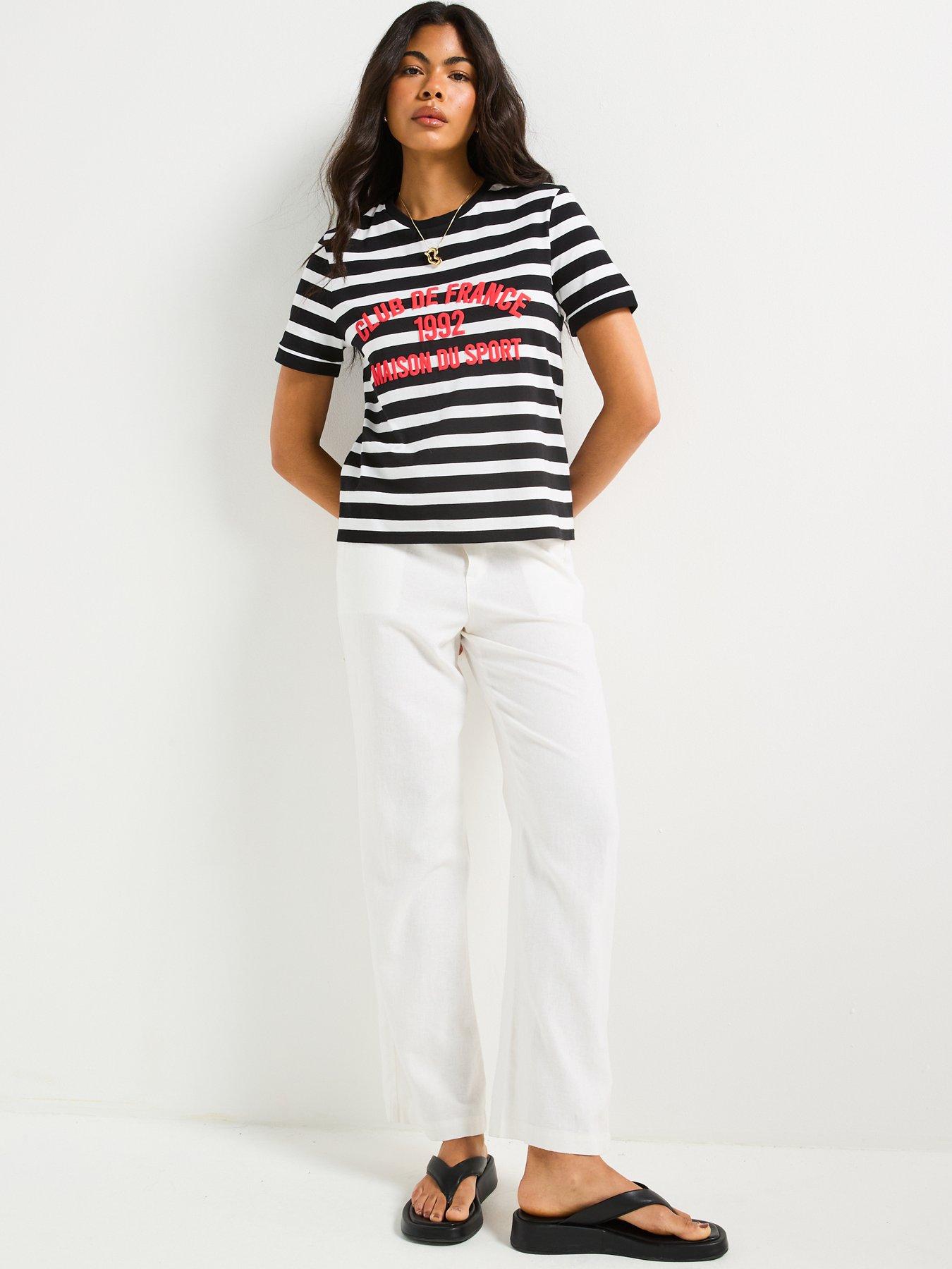 Image 3 of 6 of V by Very Club De France Colour Pop T-shirt - Stripe - Black