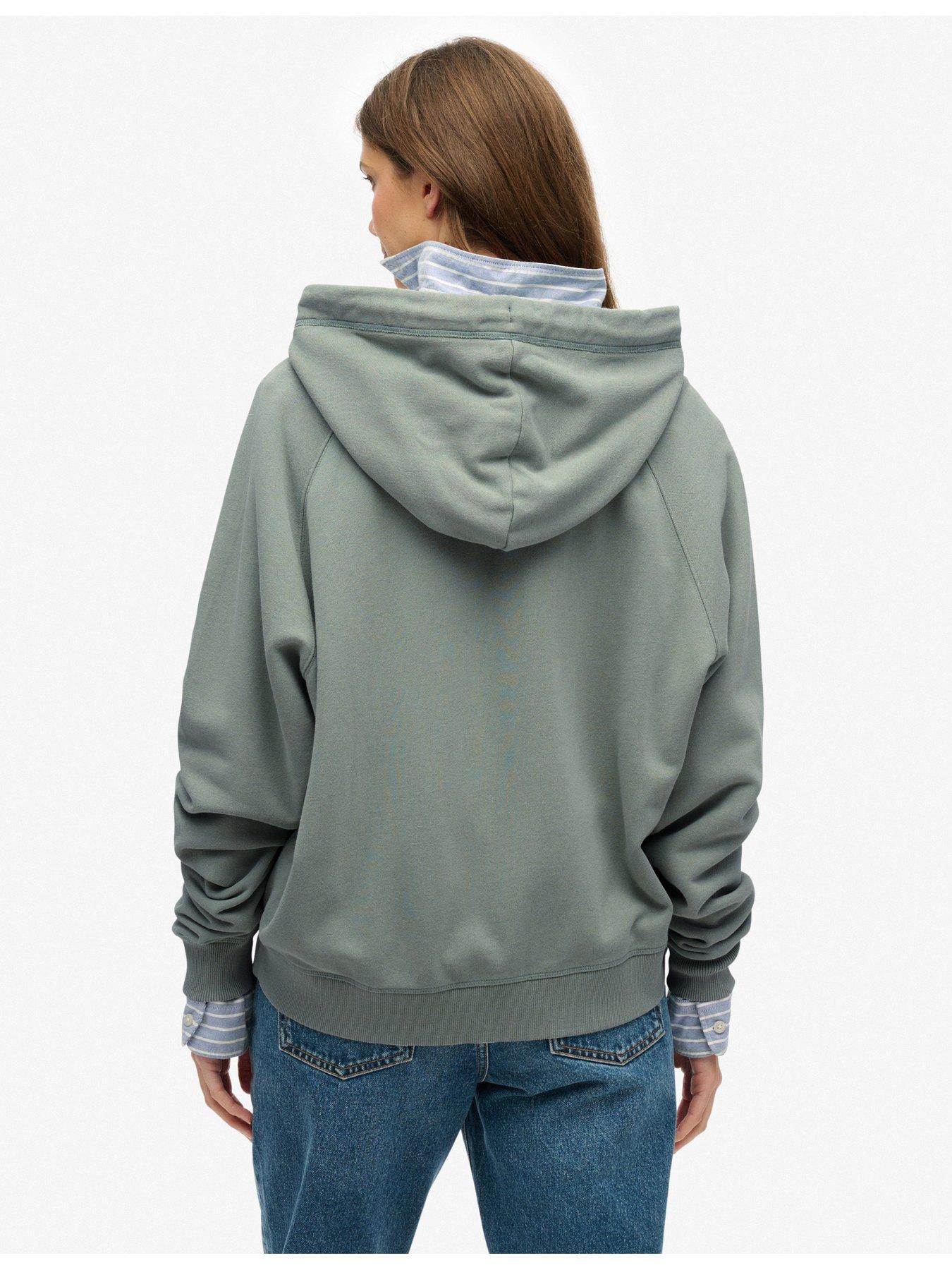 Image 2 of 5 of Superdry Essential Logo Oversized Raglan Zip Hoodie - Green