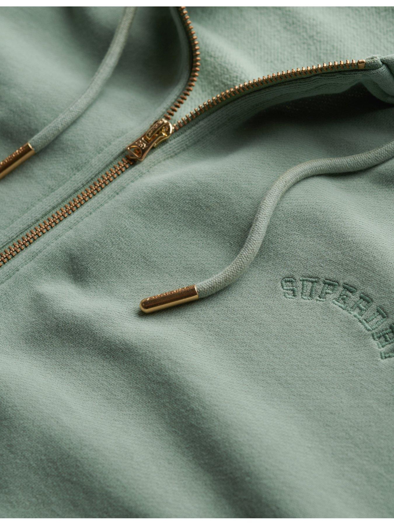 Image 5 of 5 of Superdry Essential Logo Oversized Raglan Zip Hoodie - Green