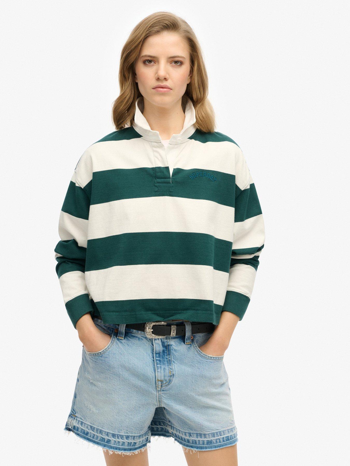 undefined Athletic Essentials Stripe Rugby Top - Green