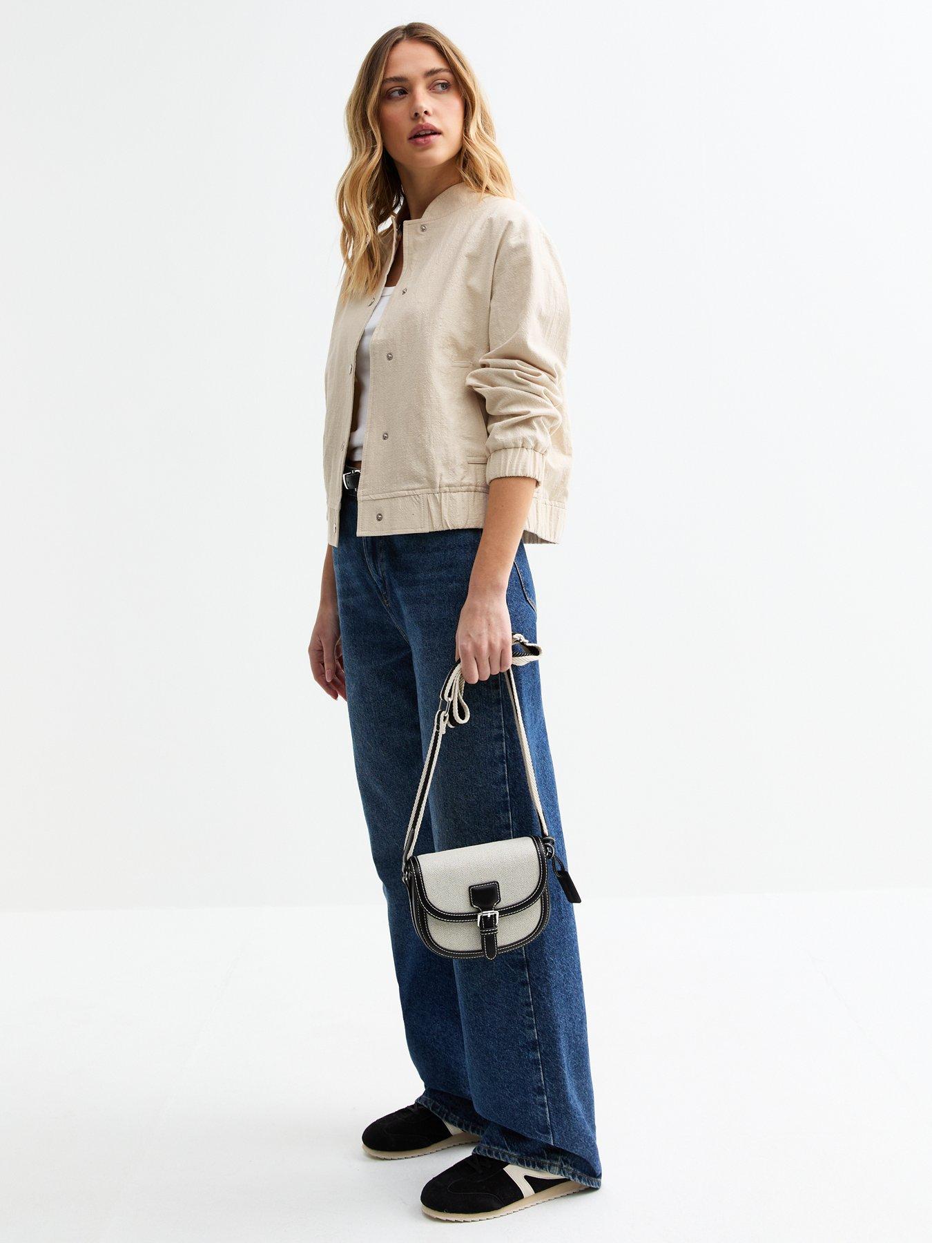 Image 3 of 6 of New Look Stone Lightweight Cotton Bomber Jacket