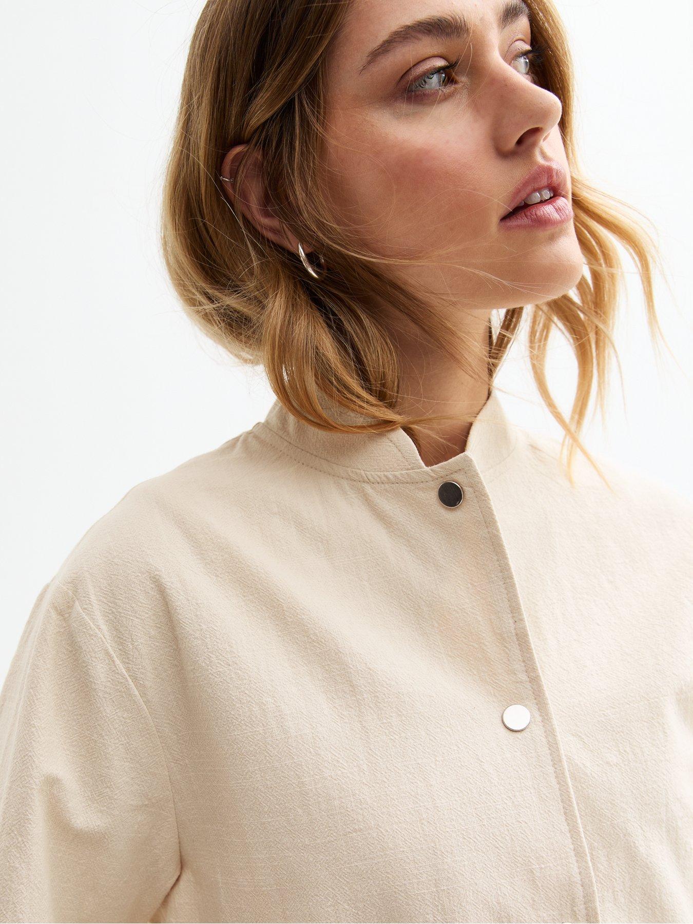 Image 5 of 6 of New Look Stone Lightweight Cotton Bomber Jacket