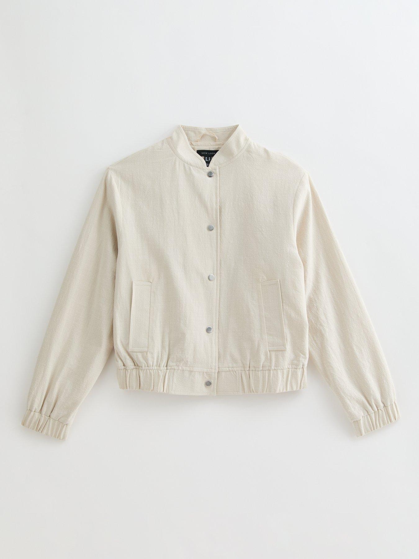 Image 6 of 6 of New Look Stone Lightweight Cotton Bomber Jacket
