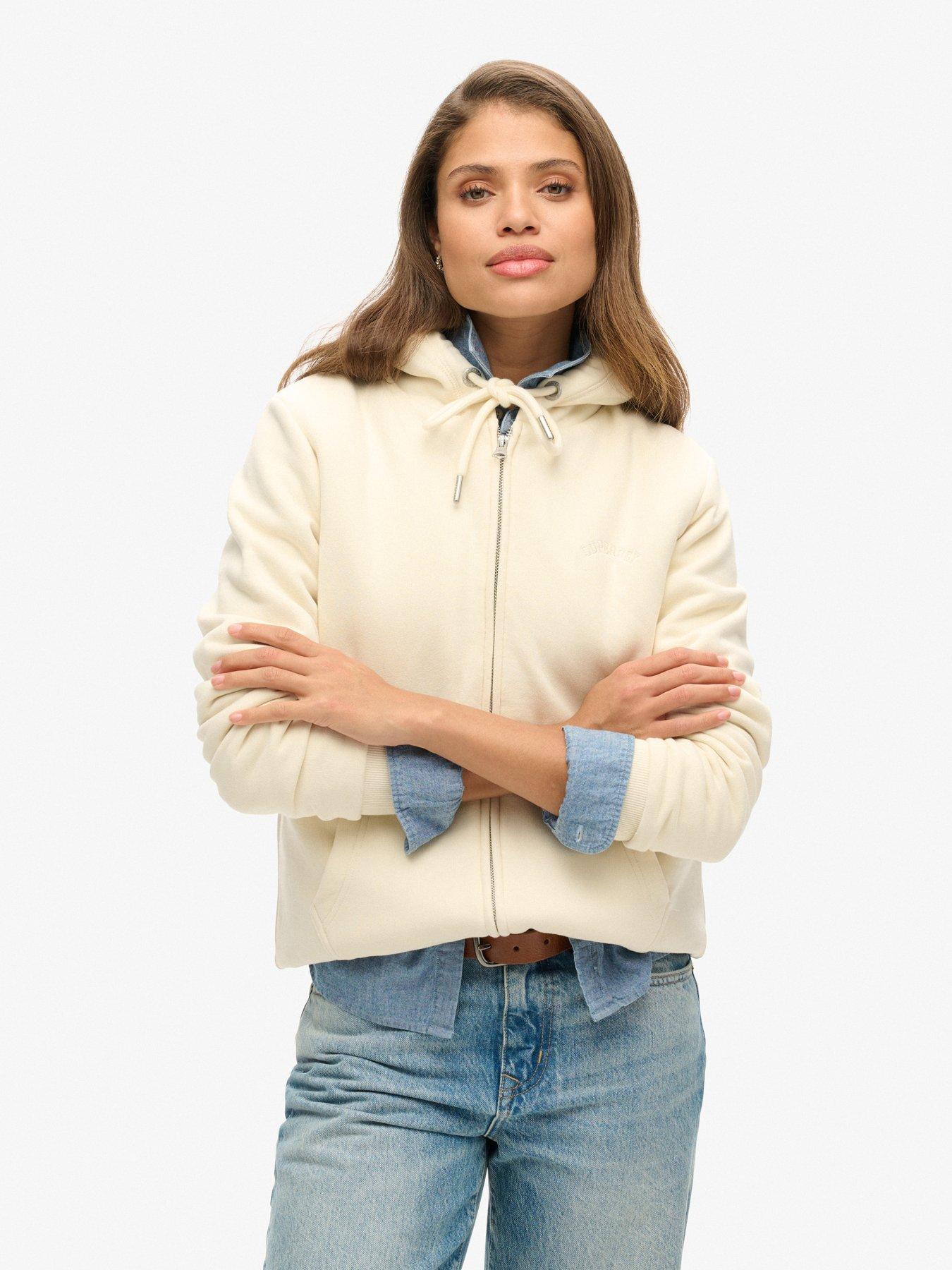 Superdry Borg Lined Zip Hoodie - Beige