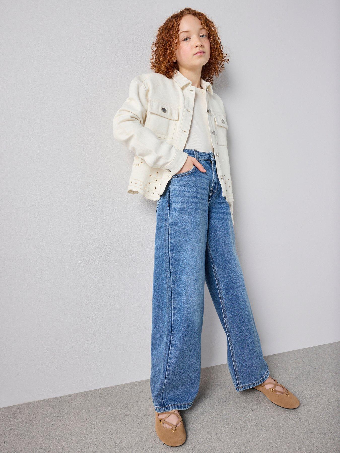 The Very Collection Girls Wide Leg Jeans - Light Wash