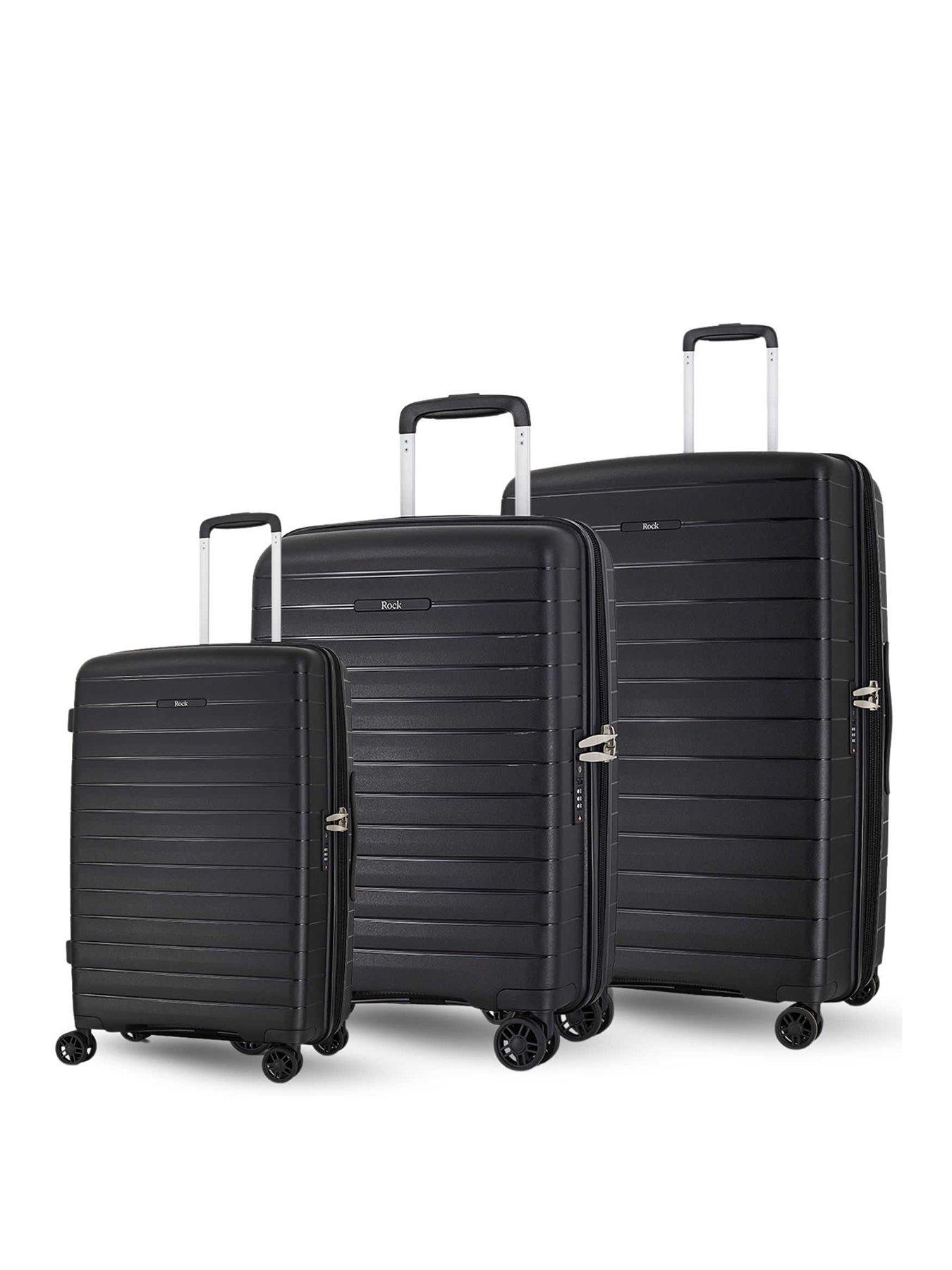 Image 1 of 6 of Rock Luggage Palma 3-Piece Luggage Set (Cabin/Medium/Large) - Black