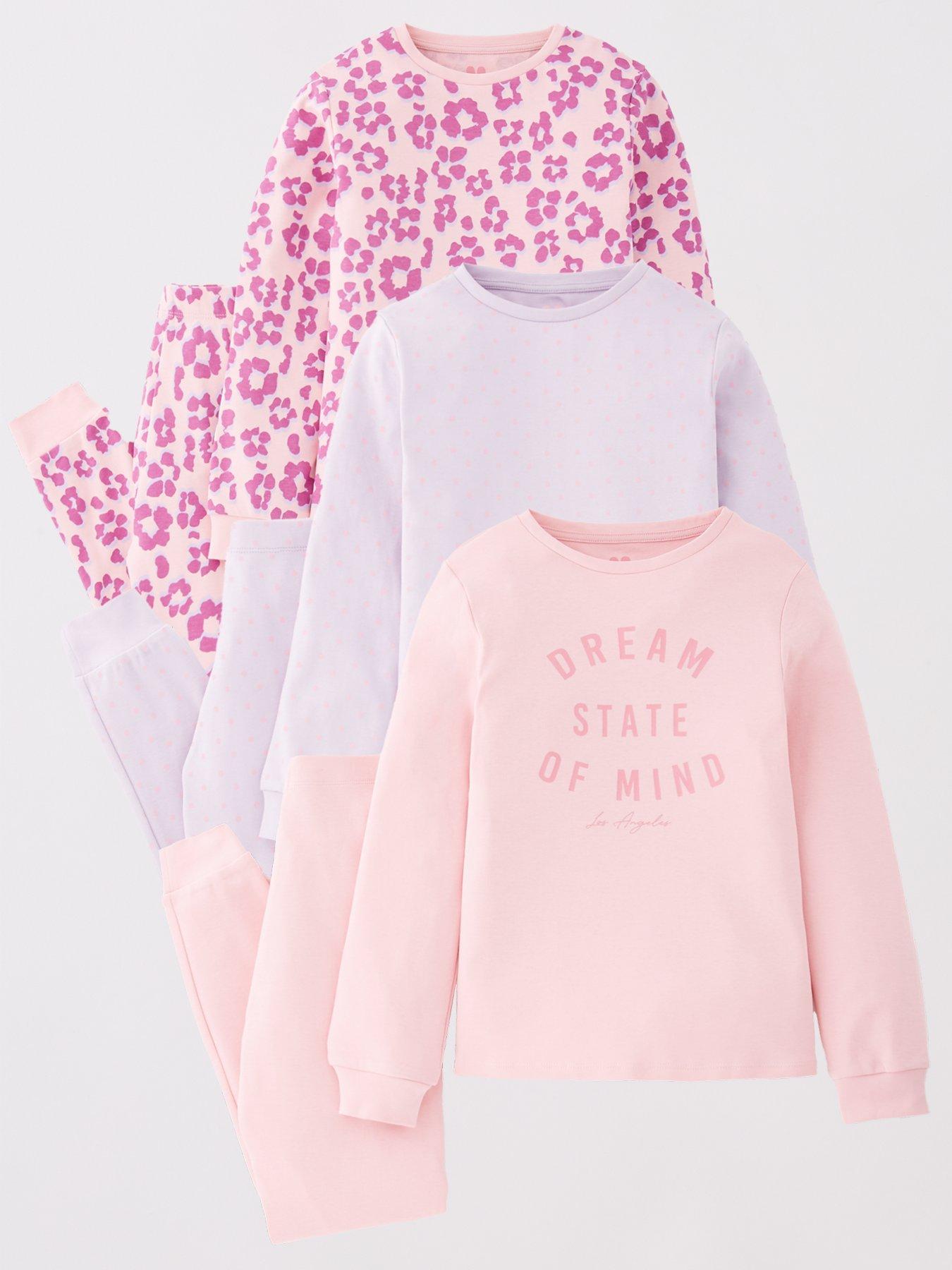 undefined Girls 3 Pack Long Sleeve Pyjamas - Multi