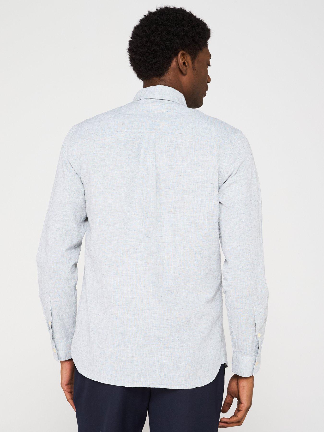 Image 2 of 4 of Lyle & Scott Linen Blend Oxford Long Sleeve Shirt - Grey