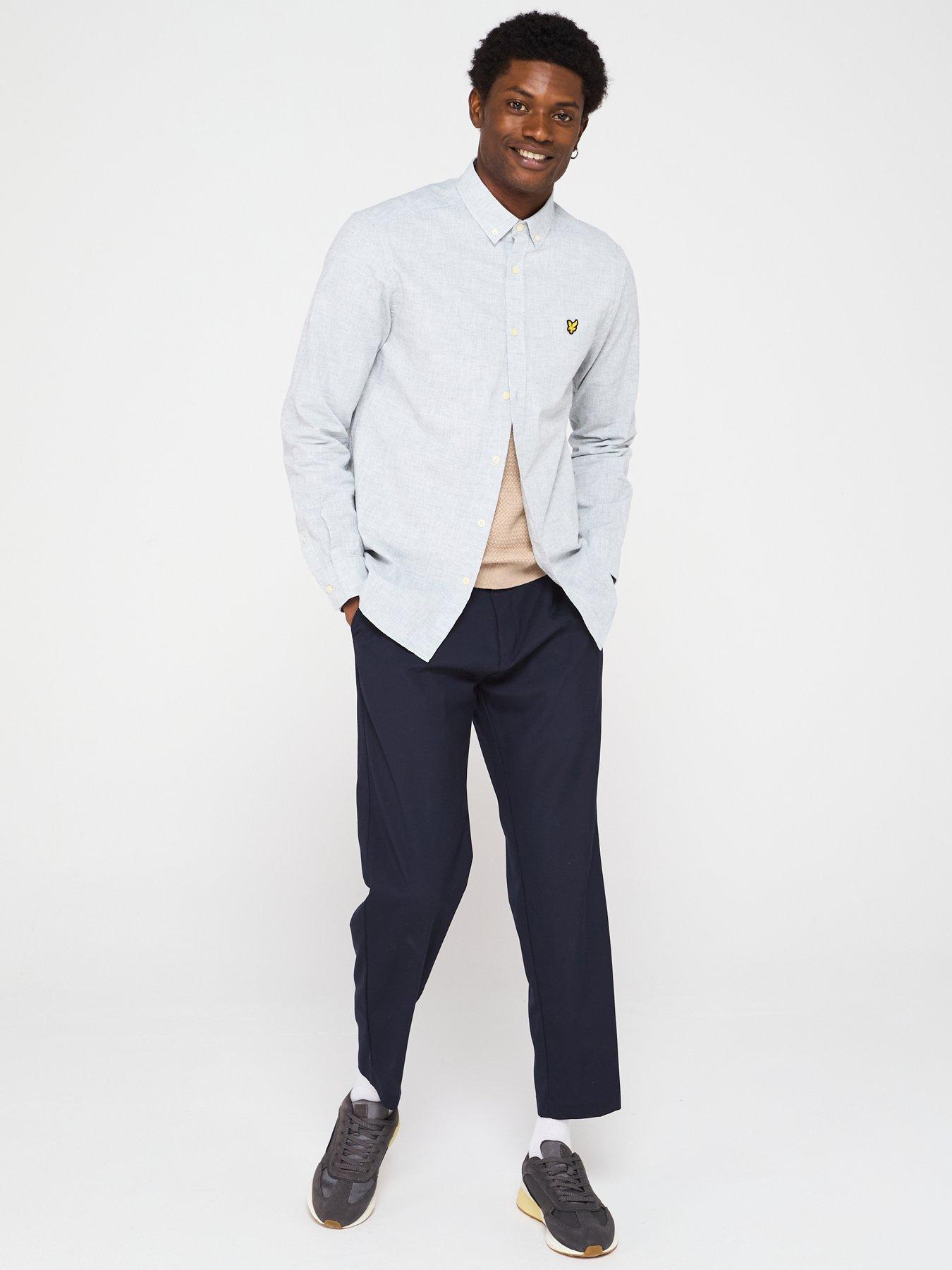 Image 3 of 4 of Lyle & Scott Linen Blend Oxford Long Sleeve Shirt - Grey