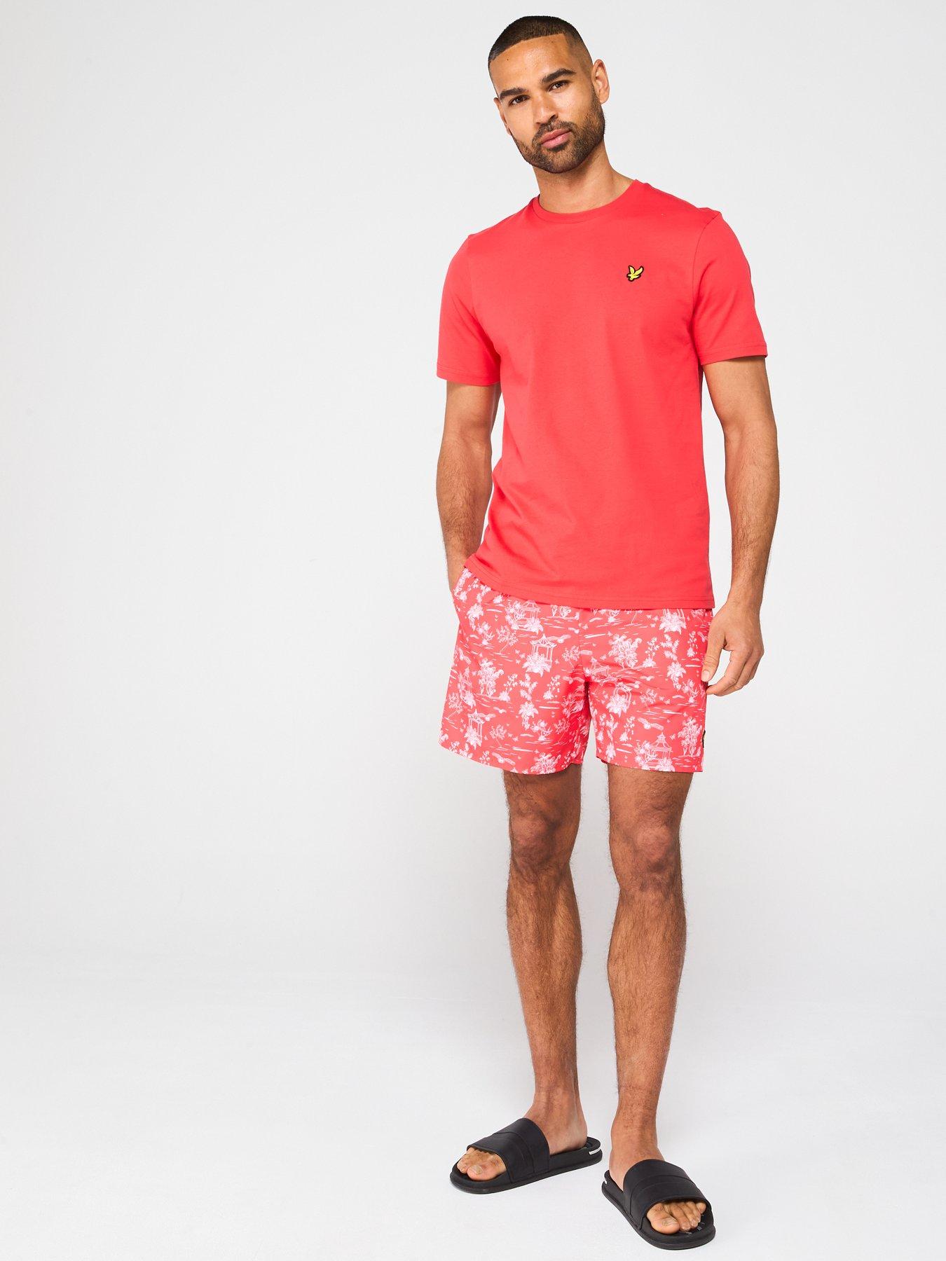 Image 3 of 4 of Lyle & Scott Botanical Garden Print Swim Shorts - Red