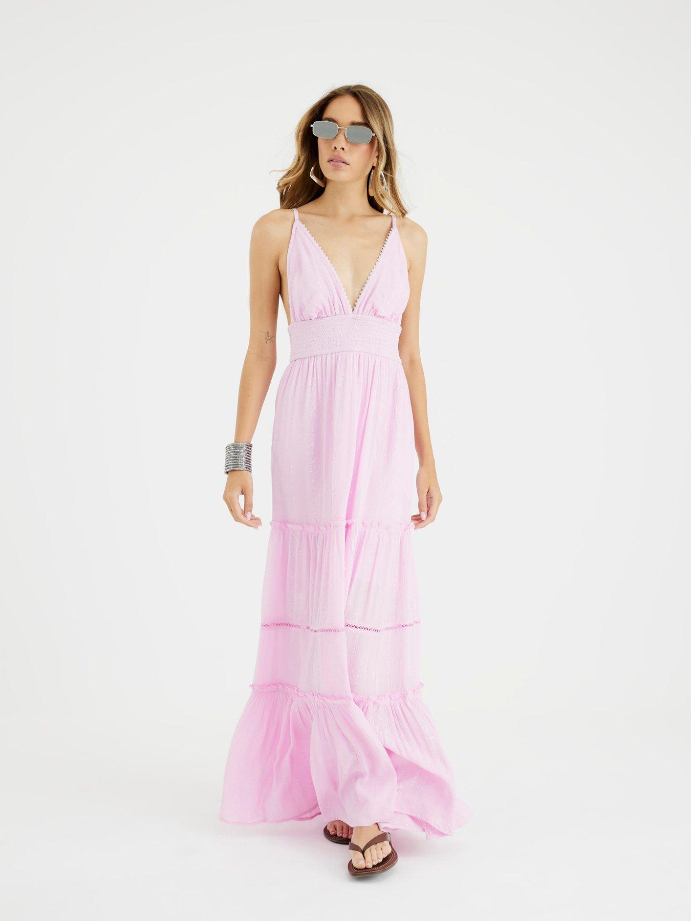 River Island: Maxi Beach Dress - Light Pink