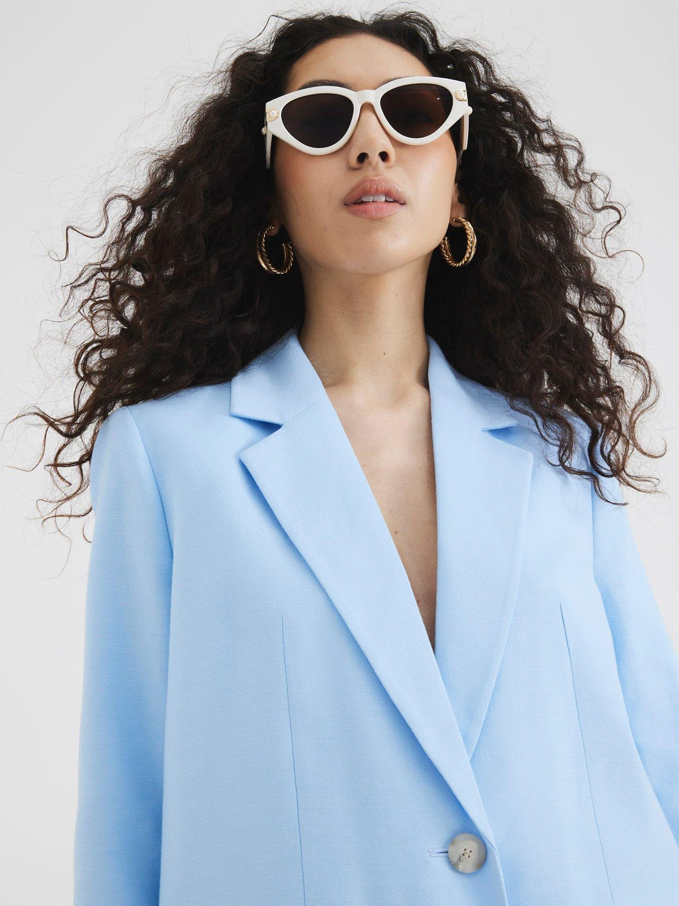 Image 4 of 4 of River Island Oversized Blazer - Light Blue