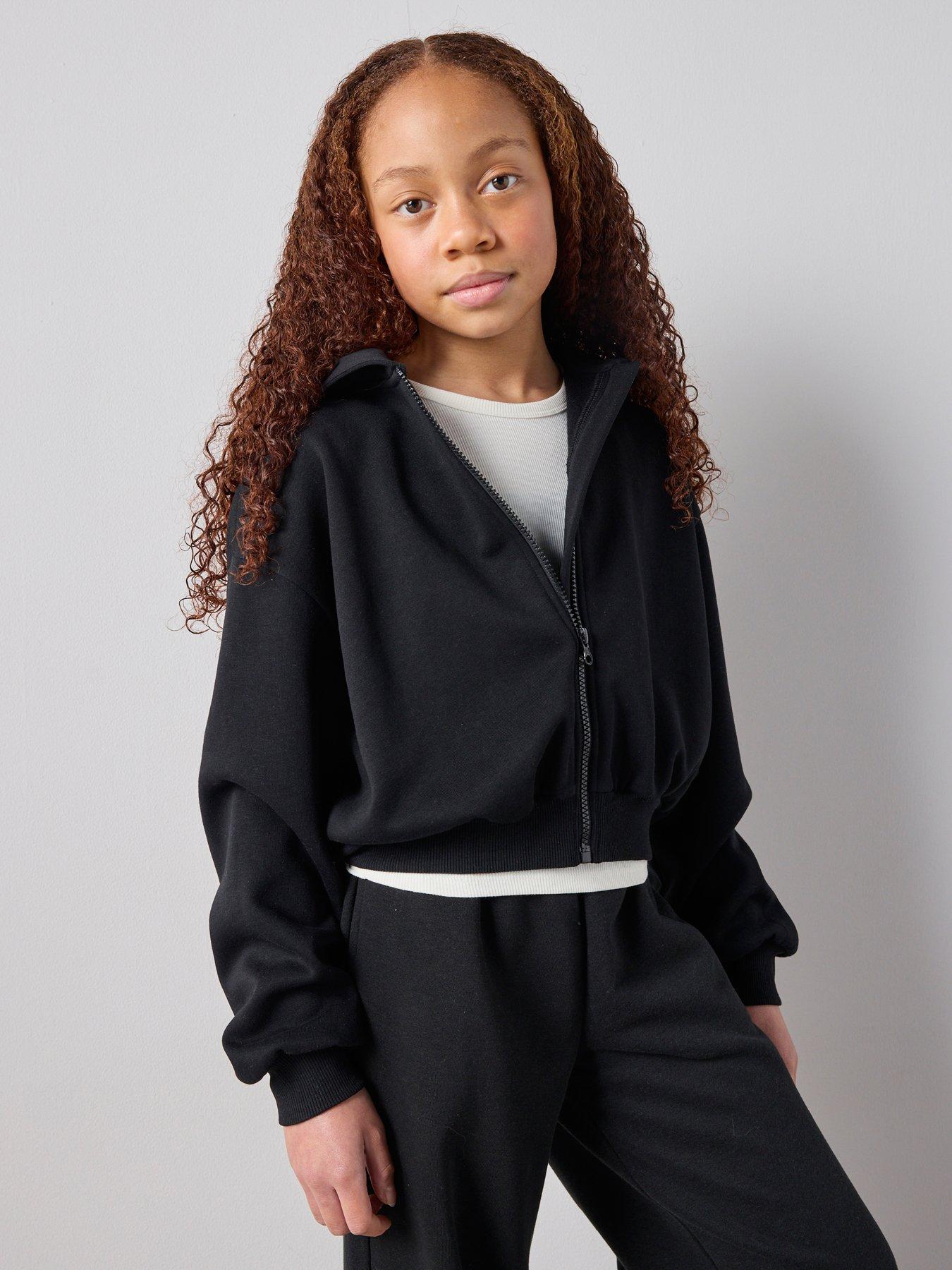 The Very Collection Girls Zip Up Hoodie - Black