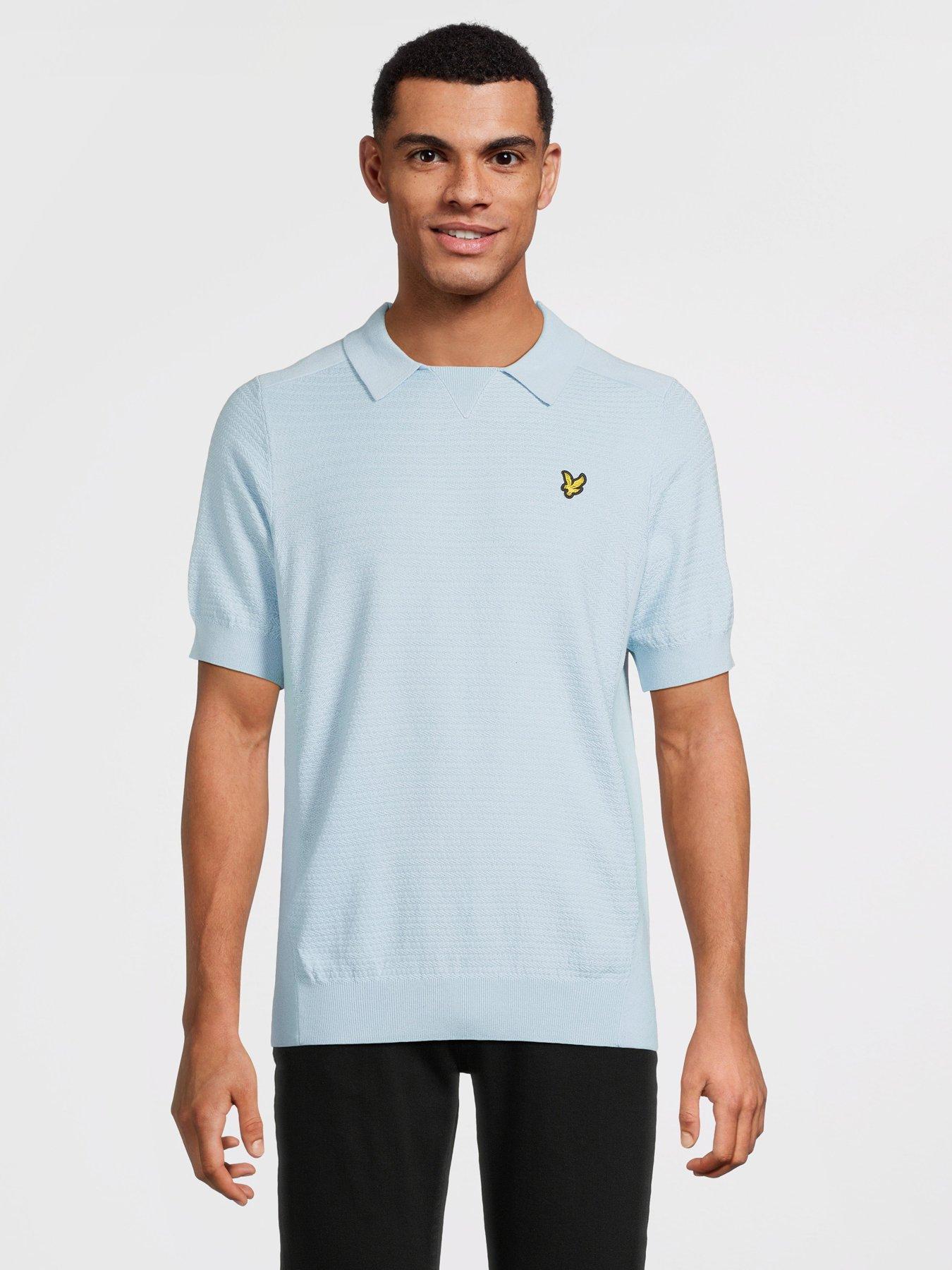 undefined Lyle & Scott Herringbone Knitted Polo Shirt -blue