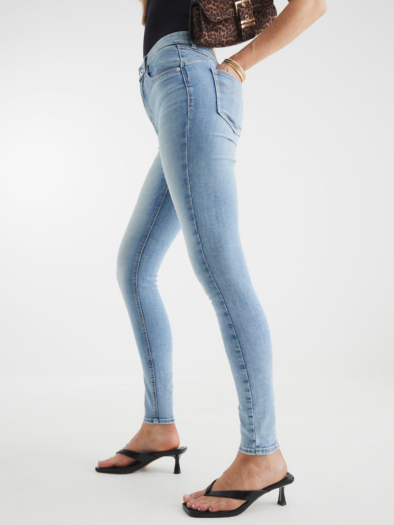 Jean Skinny River Island Noir Détail Dentelle - Taille 10 Femme, Neuf Sans étiquettes