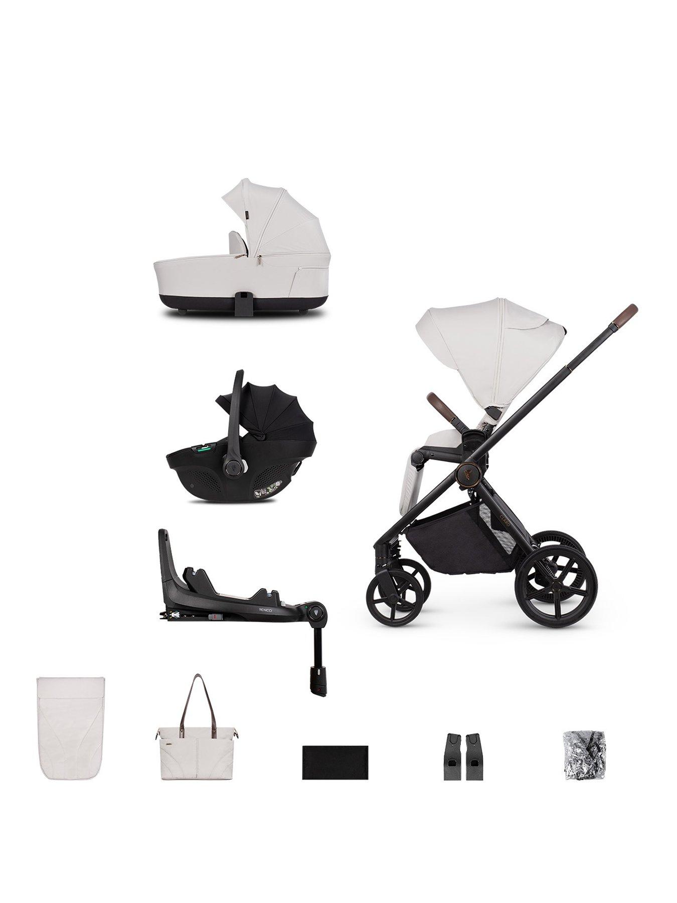 Venicci Claro 3in1 Bundle plus Tiago Black Car Seat and 360 Base - Vanilla