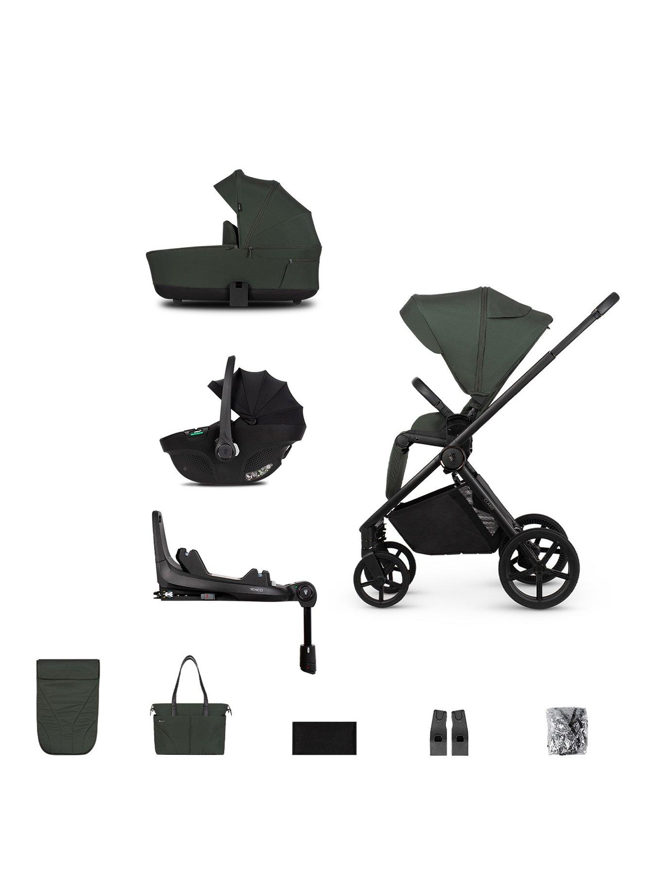 Venicci Claro 3in1 Bundle plus Tiago Black Car Seat and 360 Base - Forest