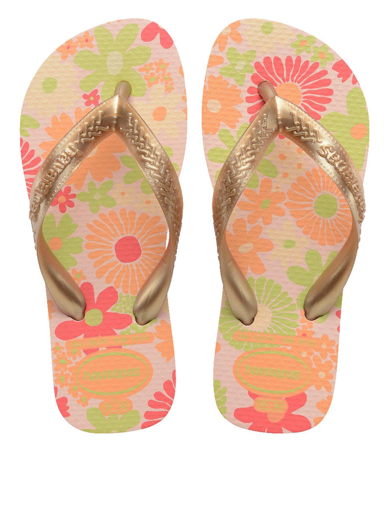 undefined Kids Flores Flip Flop - Gold