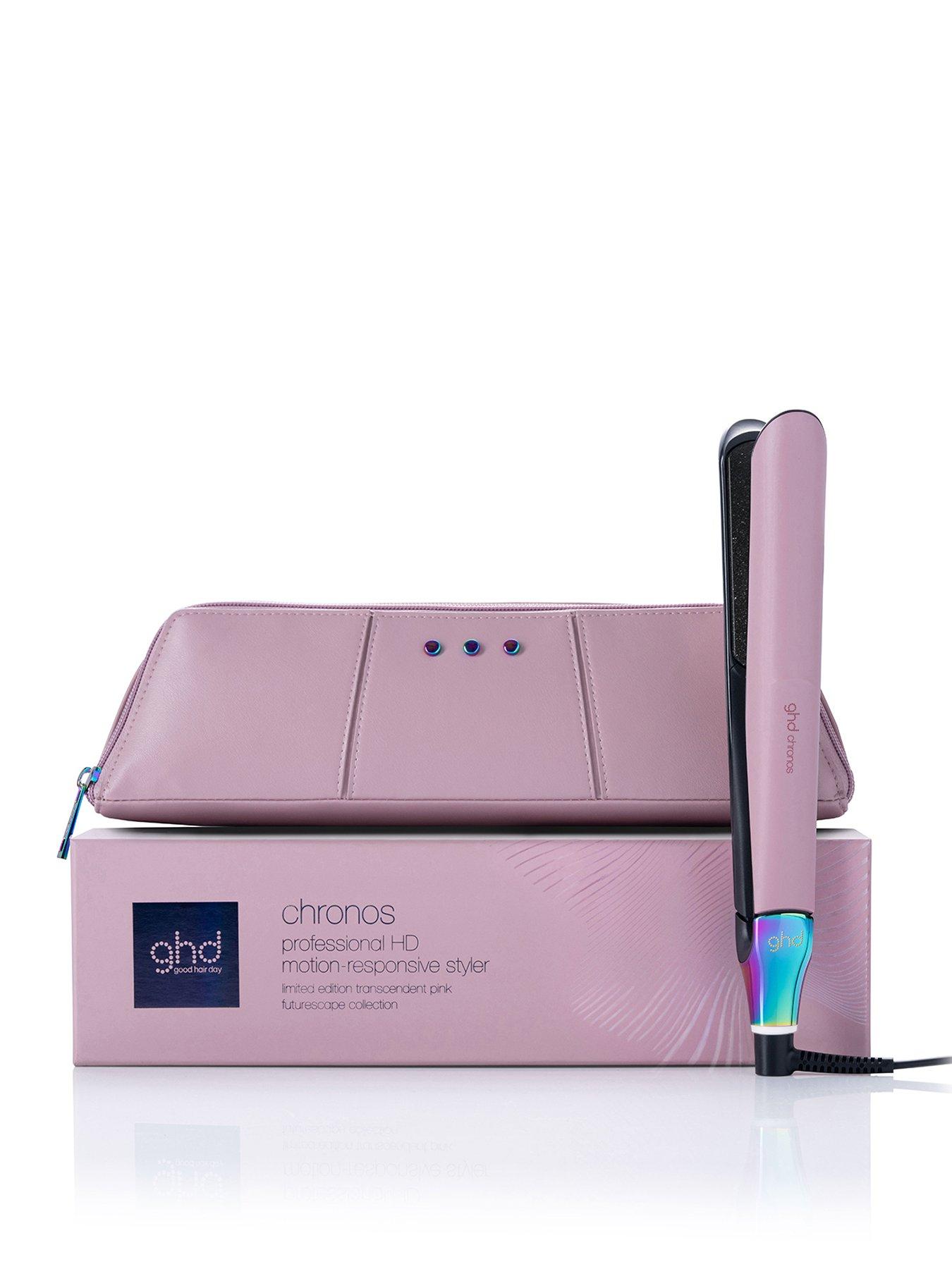 Image 1 of 5 of ghd Chronos Limited Edition Hair Straightener in Transcendent Pink with Matching Heat-Resistant Bag &amp; Mat
