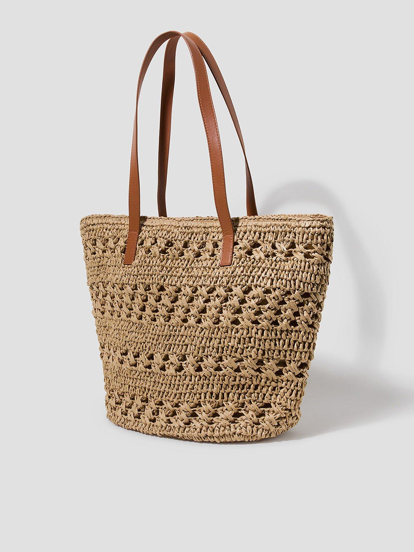 undefined Amber Raffia Crochet Tote Bag - Neutral