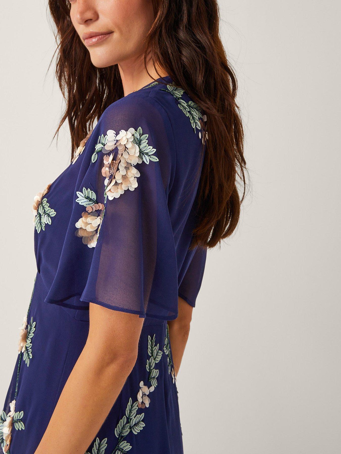 Image 5 of 5 of Monsoon Cora Embroidered Dress - Navy