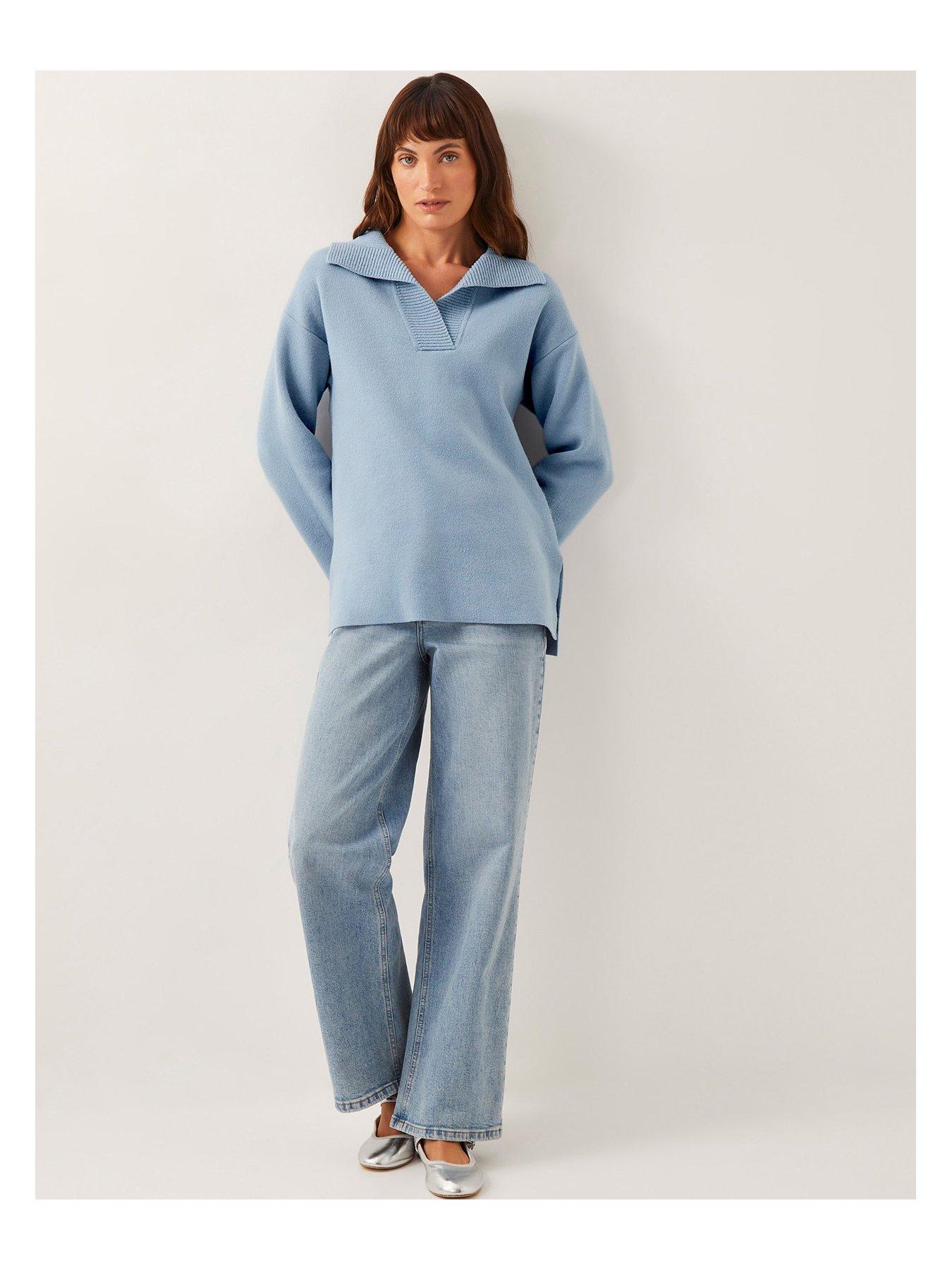 Image 4 of 5 of Monsoon Cherry Collar Jumper - Blue