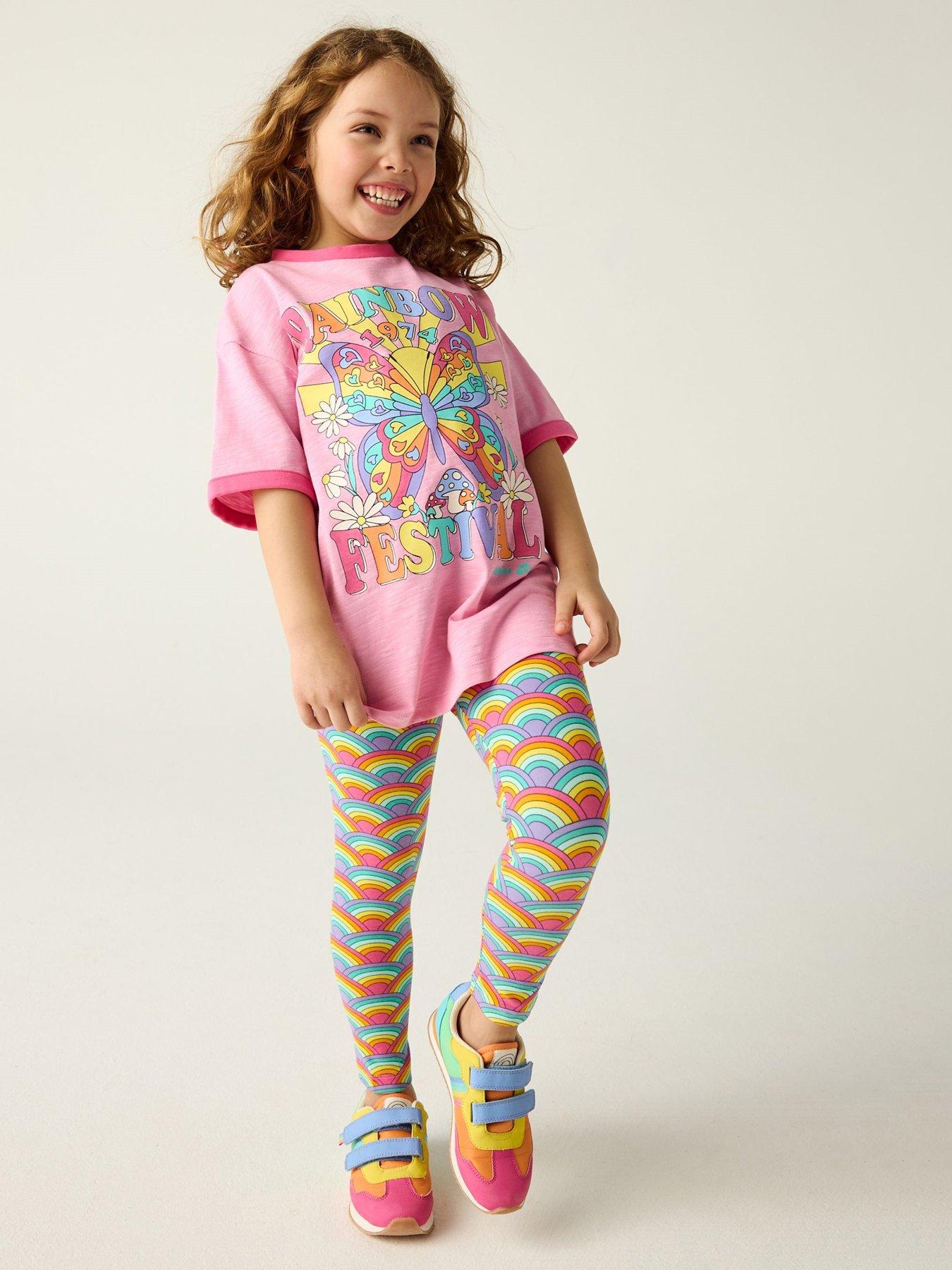 Little Bird Rainbow Festival T-Shirt  &  Leggings Set - Pink