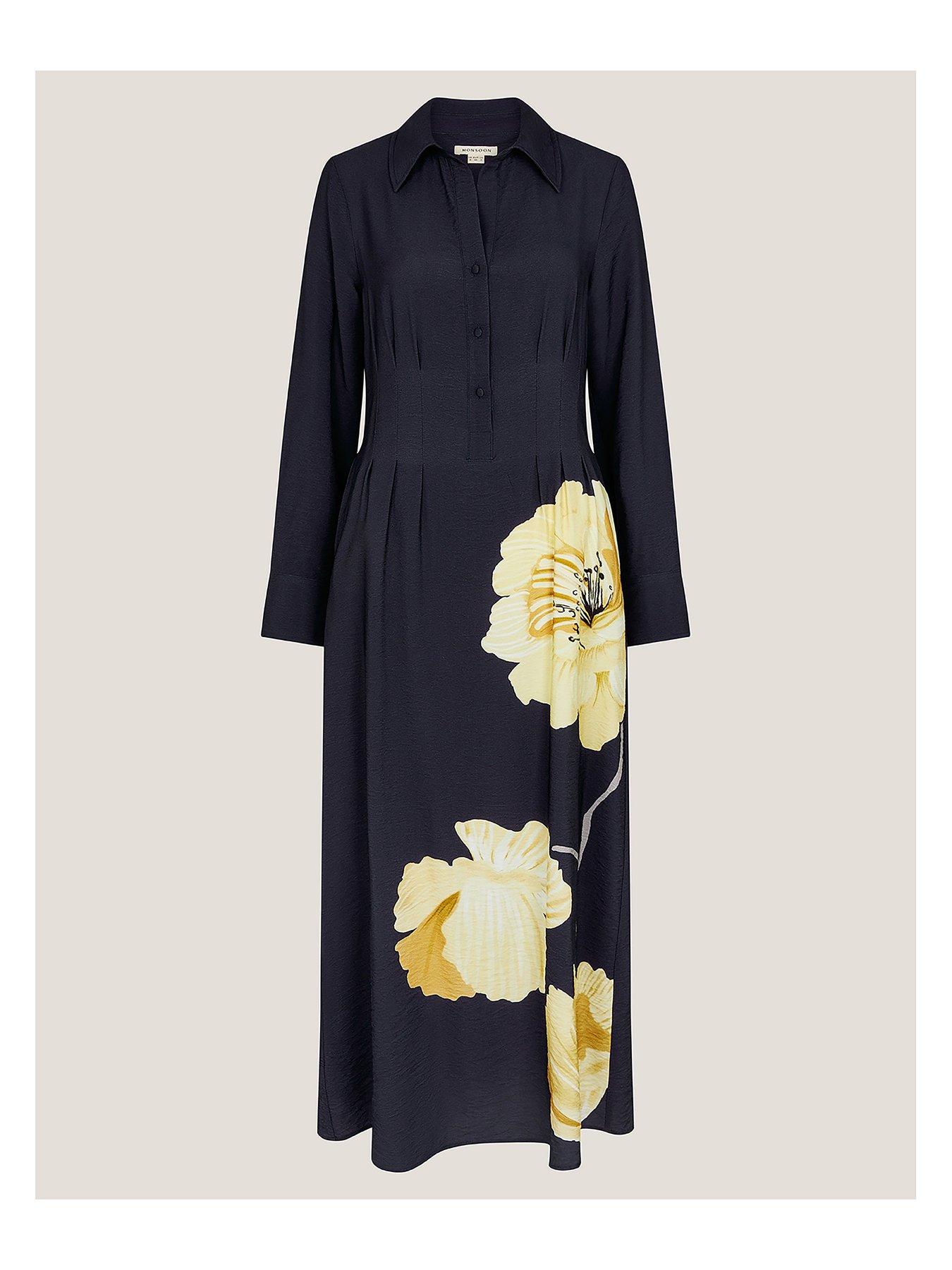 Image 3 of 6 of Monsoon Fearne Flower Dress - Navy
