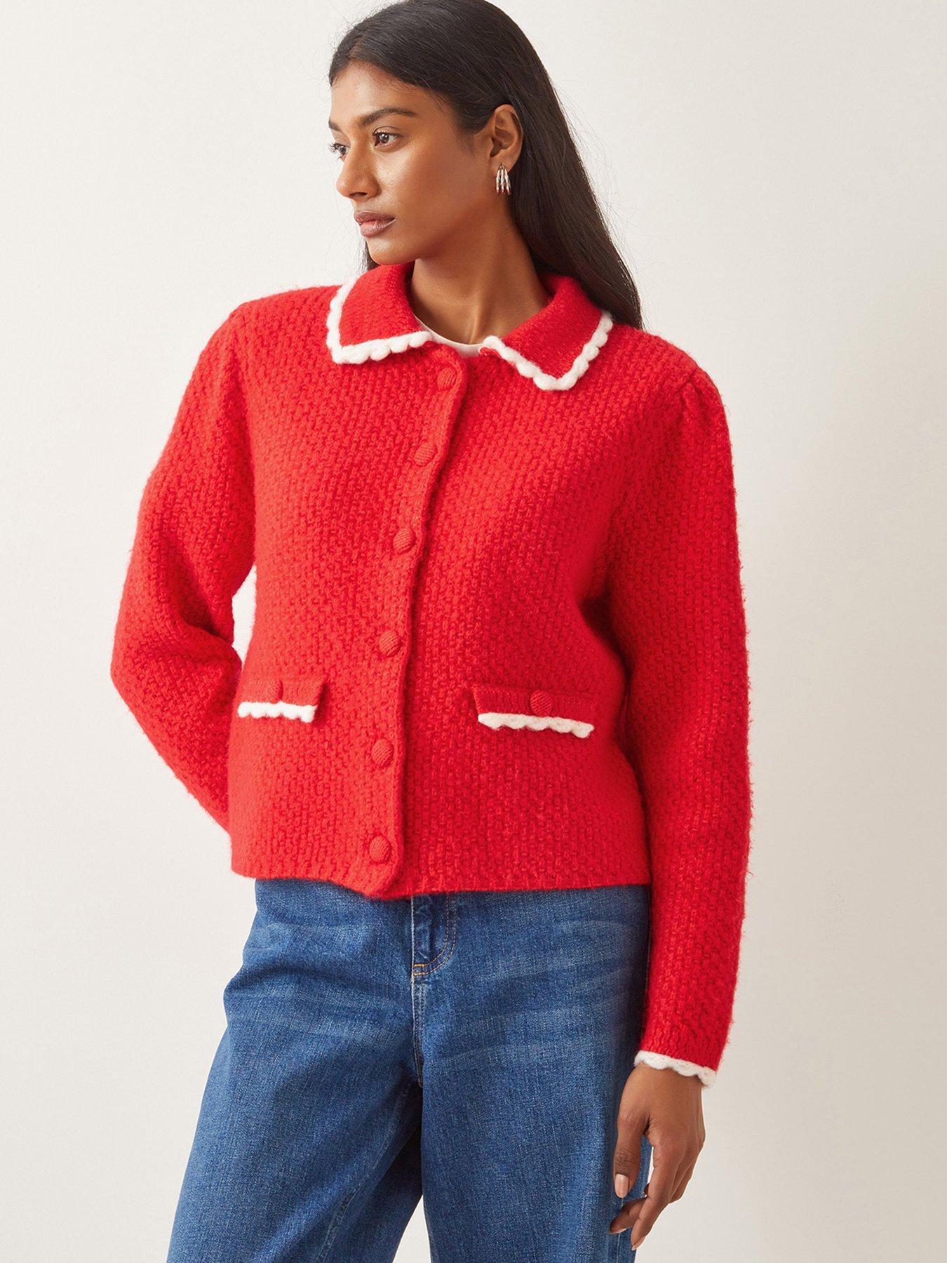 Image 1 of 4 of Monsoon Nina Knit Jacket - Red