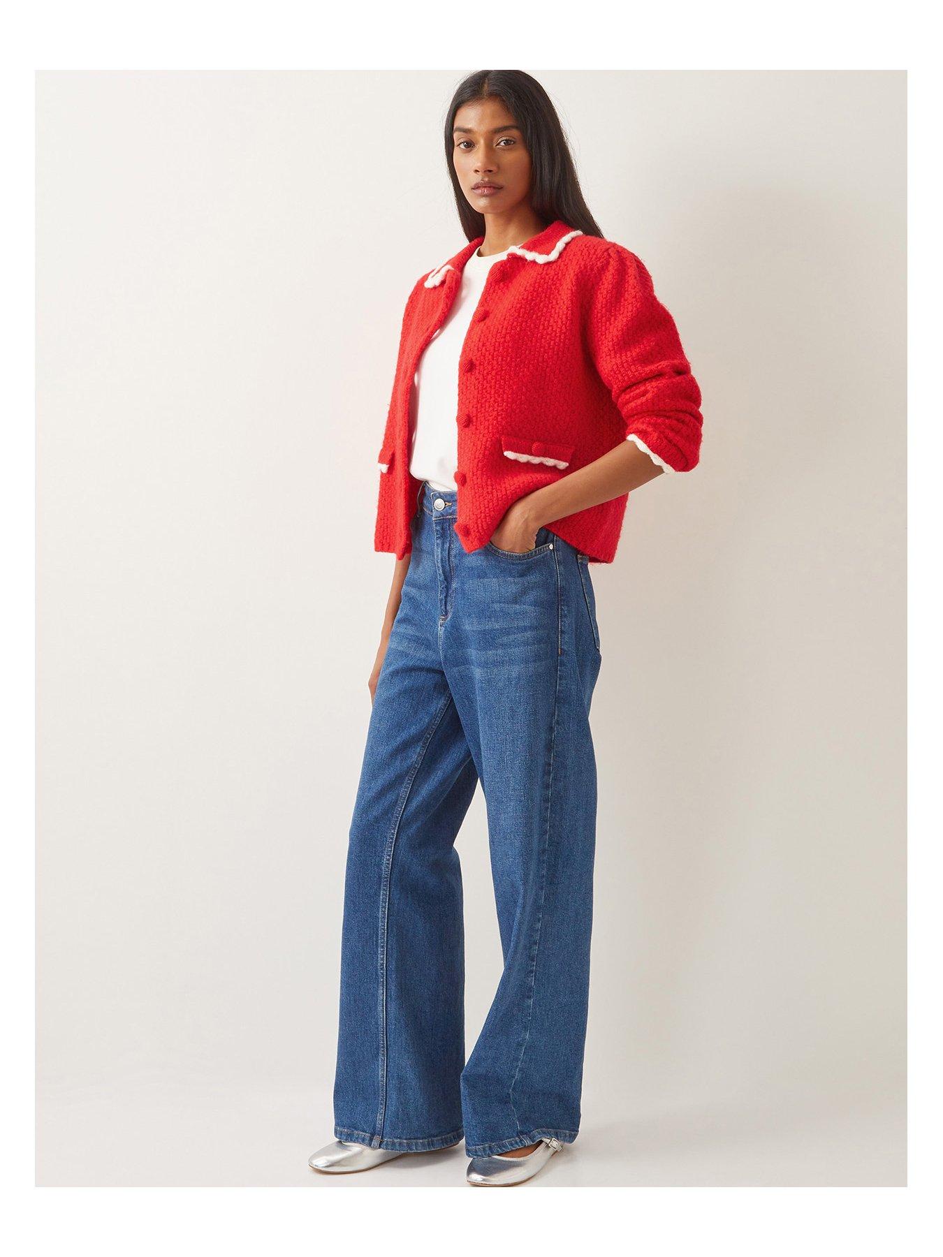 Image 3 of 4 of Monsoon Nina Knit Jacket - Red