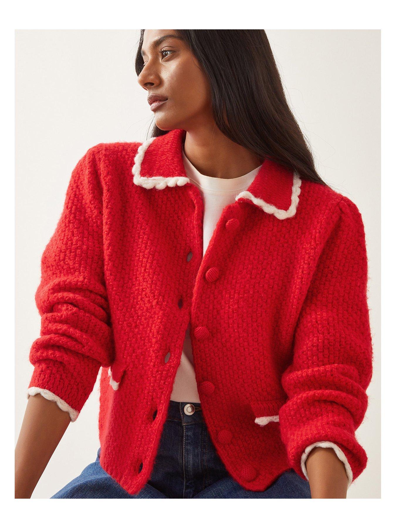 Image 4 of 4 of Monsoon Nina Knit Jacket - Red