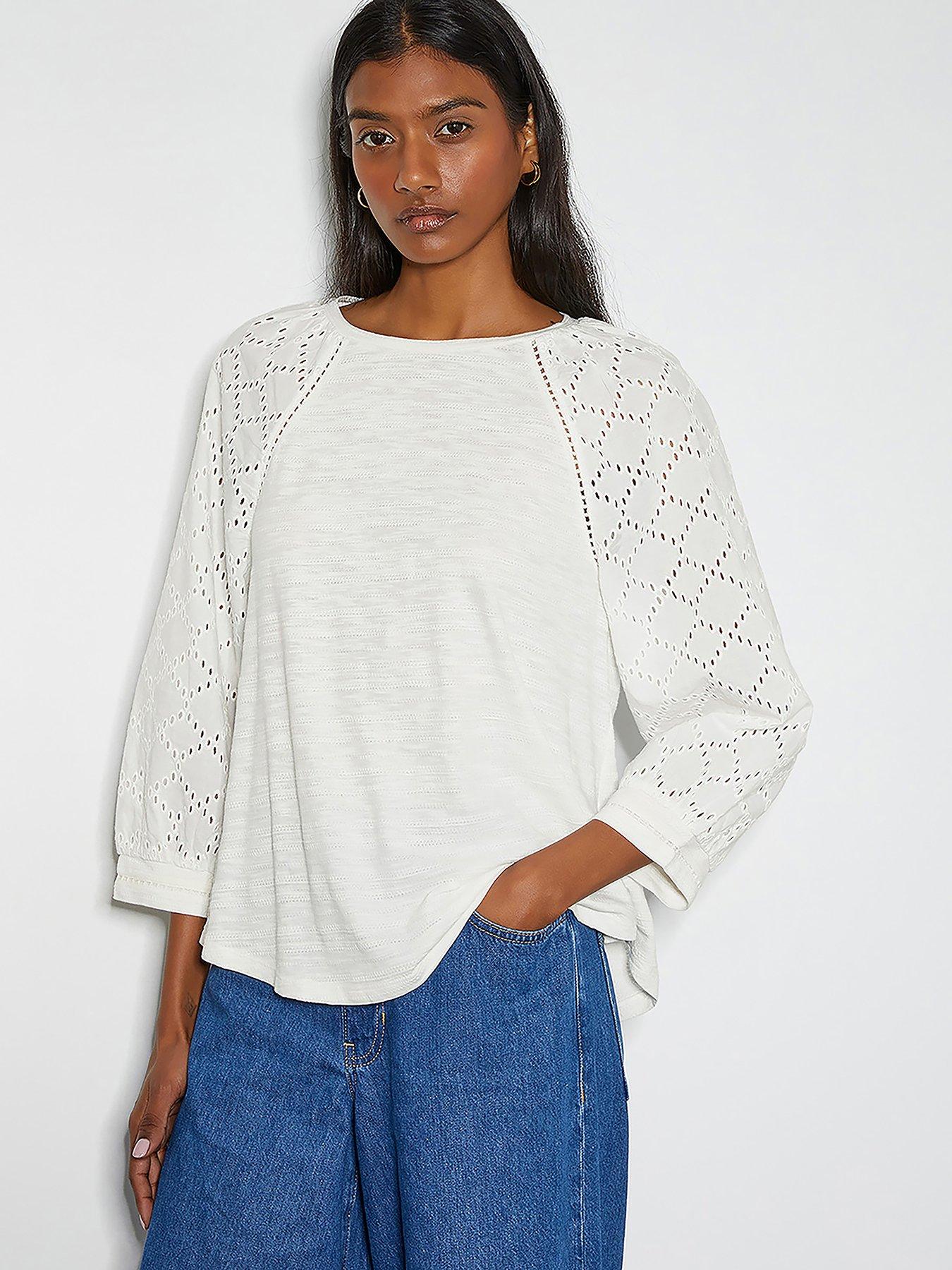 undefined Fifi Fabric Mix Top - Ivory