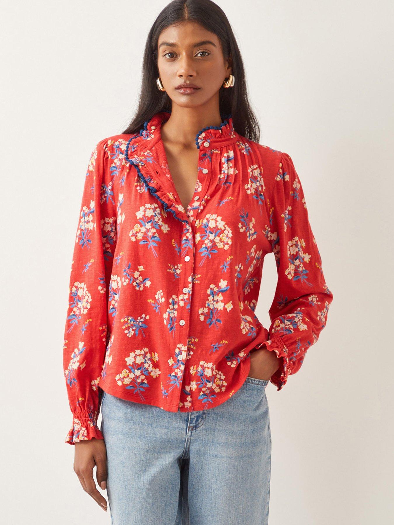 undefined Sarah Print Jersey Shirt - Red