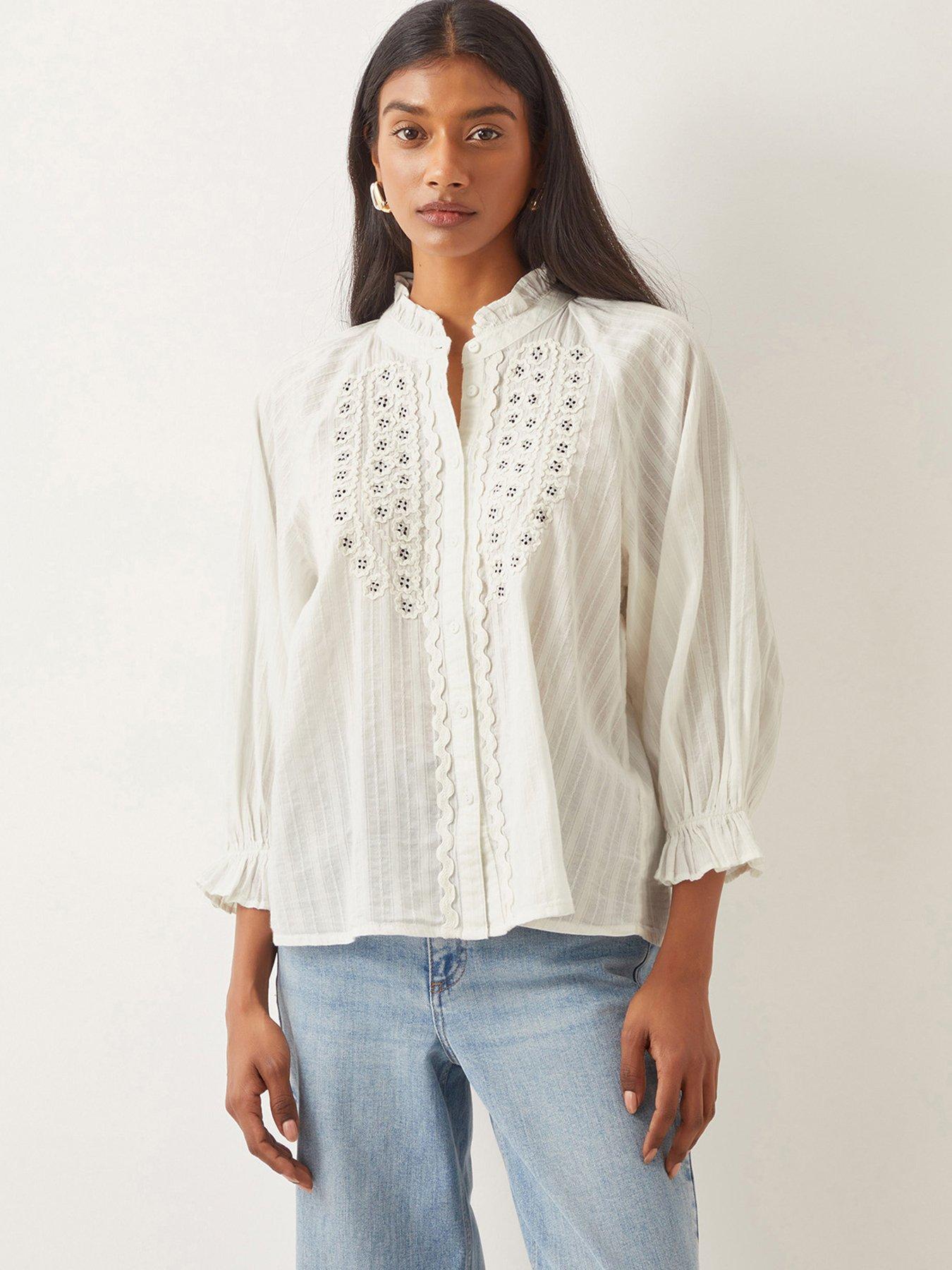 undefined Arden Embellished Blouse - Ivory - Cream