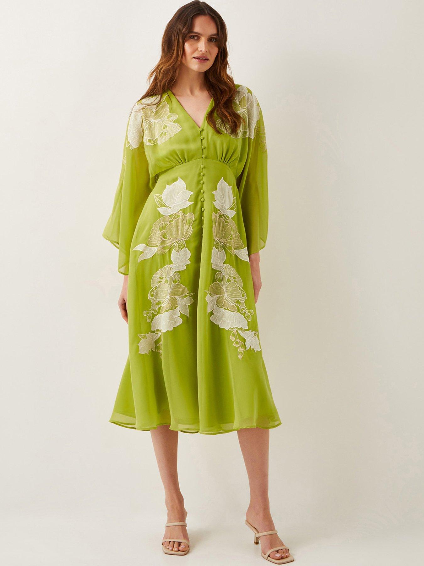 monsoon olive green dress Buy Monsoon Sage Green Mona Angel Sleeve Maxi Dress from Next USA
