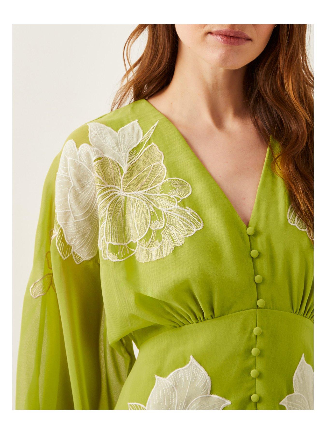 monsoon olive green dress Buy Monsoon Sage Green Mona Angel Sleeve Maxi Dress from Next USA
