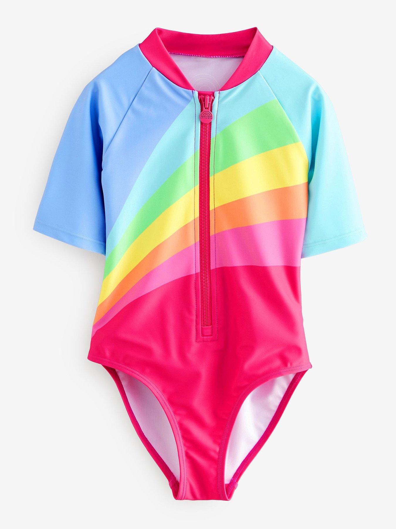 undefined Rainbow Stripe Rash Swimsuit - Multi