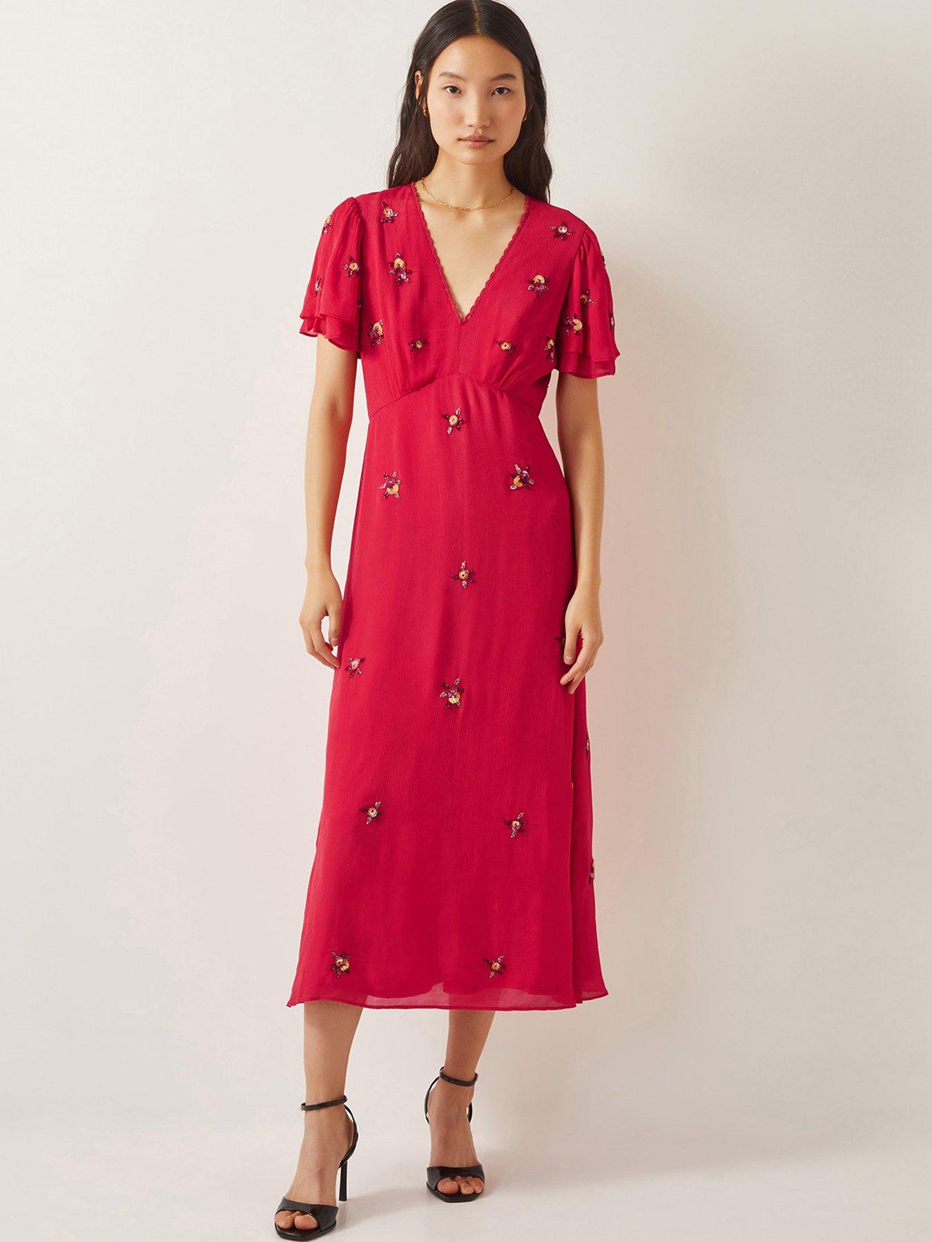 undefined Gia Embellished Tea Dress - Red