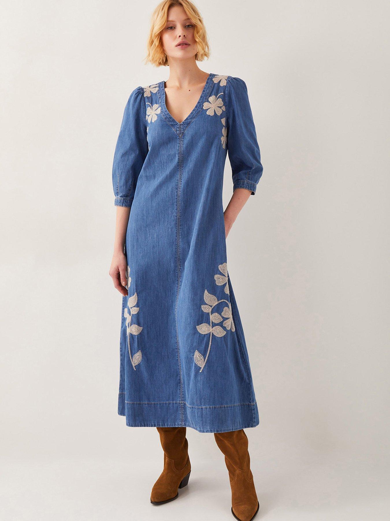 undefined Fallon Embellished Dress - Denim Blue
