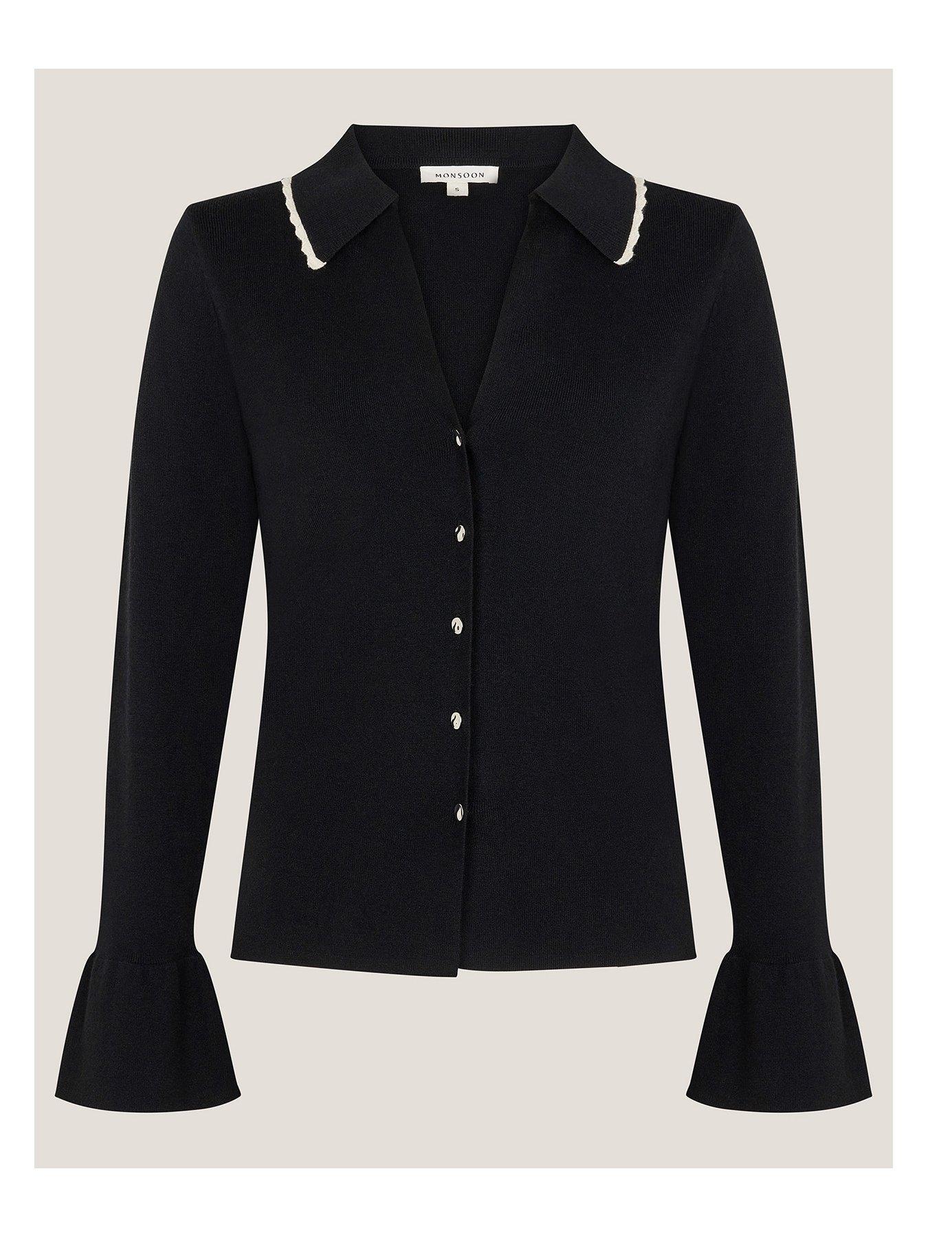 Image 3 of 5 of Monsoon Bray Button Cardigan - Black