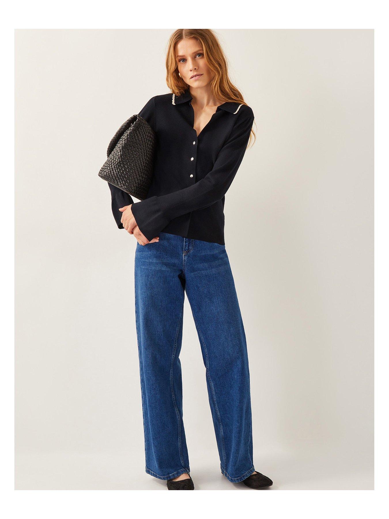 Image 4 of 5 of Monsoon Bray Button Cardigan - Black