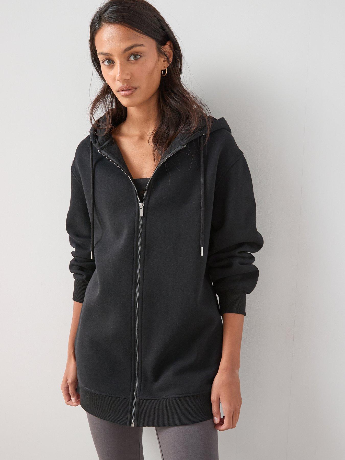 Image 1 of 6 of The Very Collection Zip Up Relaxed Hoodie - Black