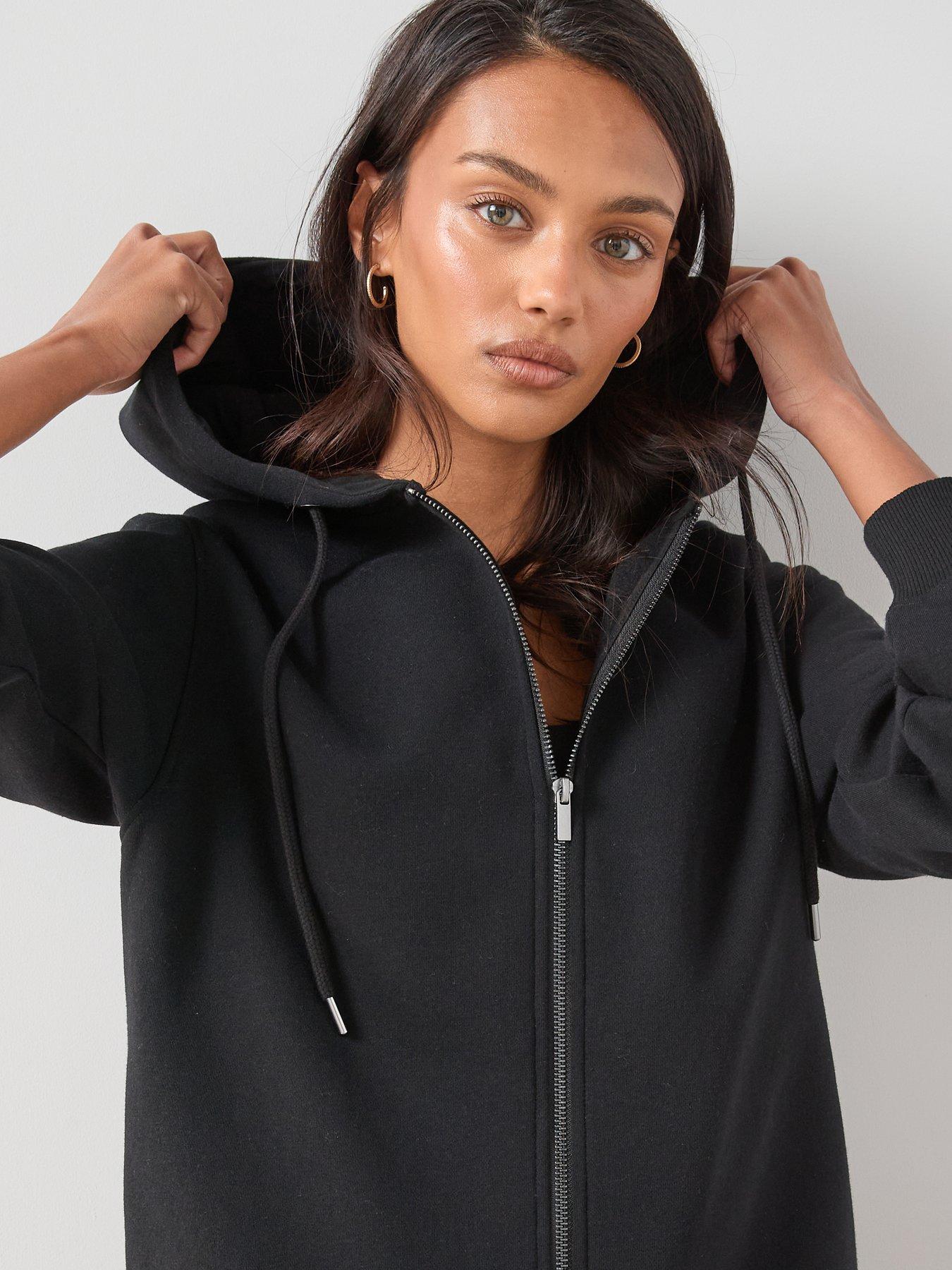 Image 6 of 6 of The Very Collection Zip Up Relaxed Hoodie - Black