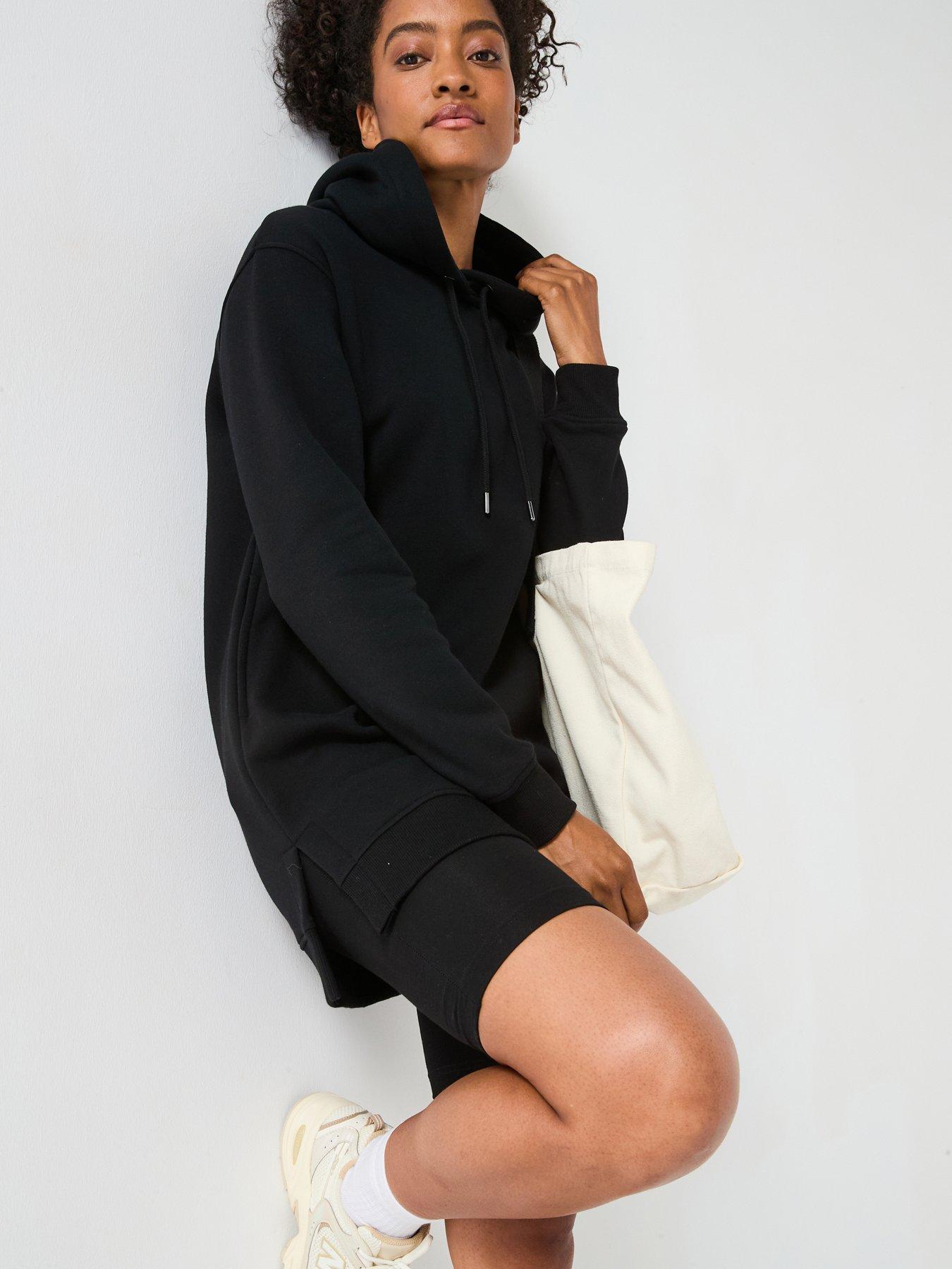 undefined The Essential Longline Hoodie with Side Splits - Black
