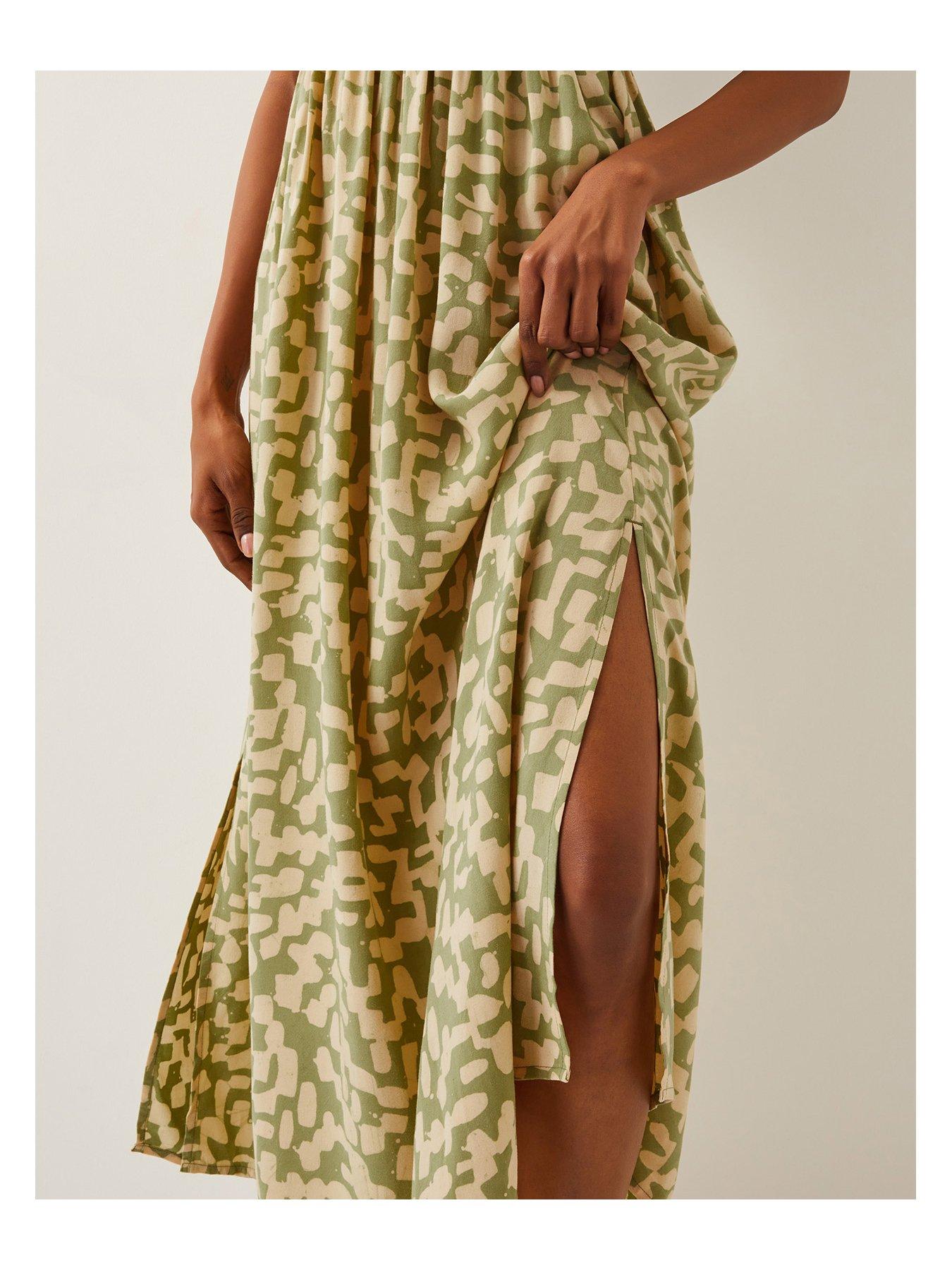 Image 4 of 5 of Monsoon Ania Geometric Bandeau Dress - Green